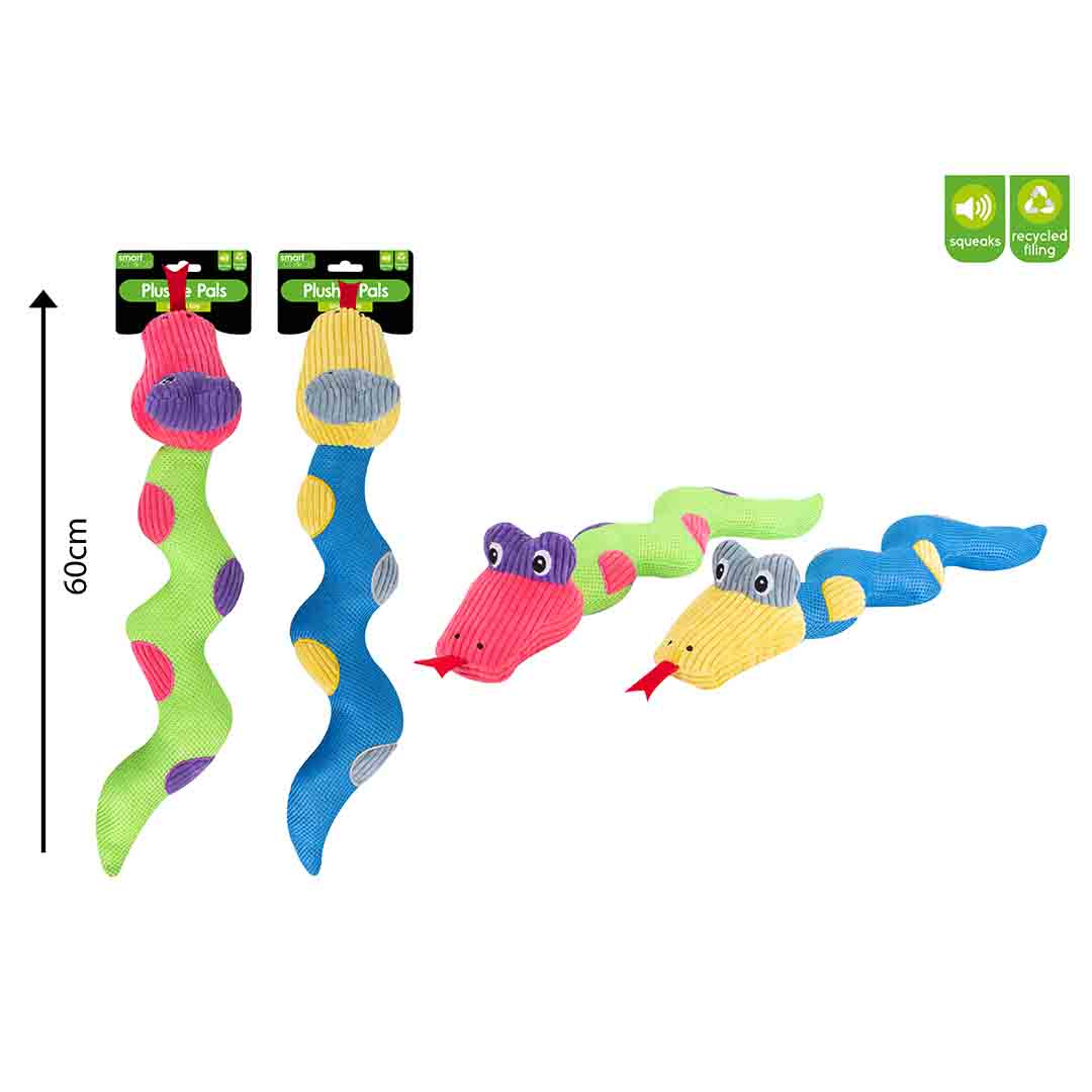 Smart Choice Plush Snake Dog Toy with Squeaker