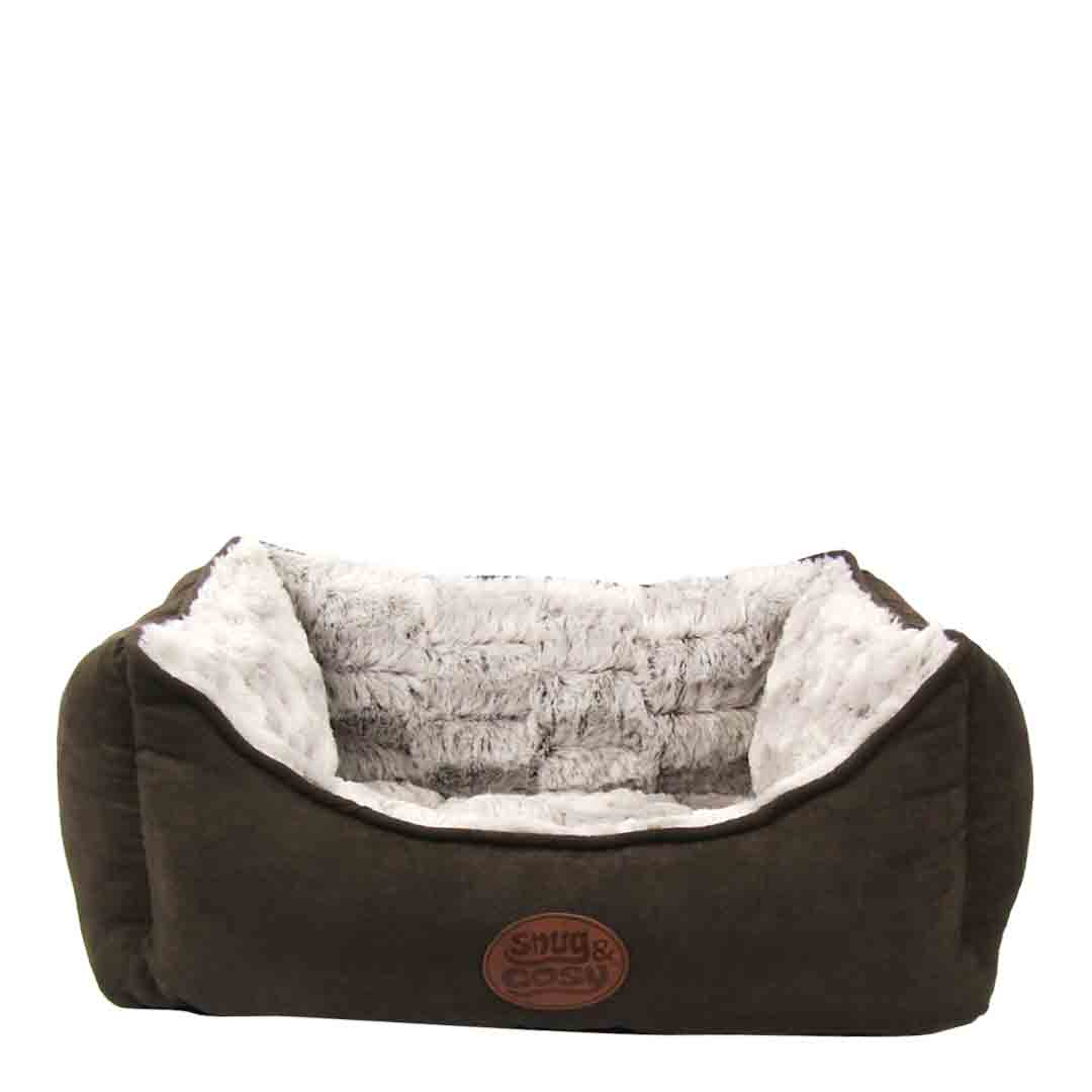 Snug & Cosy Novara Brown Rectangular Dog Bed, 42 inch