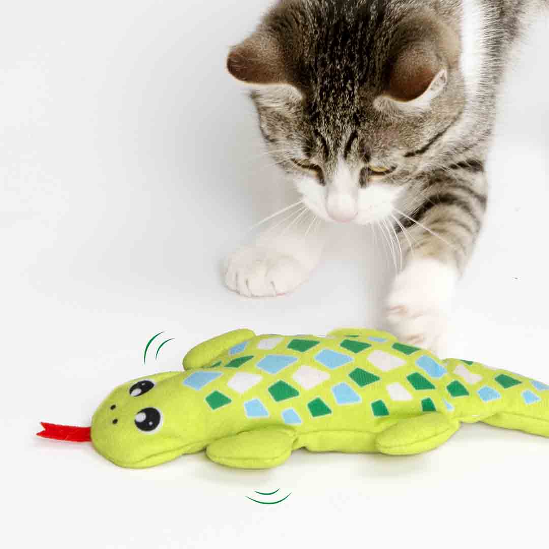 Catit Electronic Mini Groovy Gecko Cat Toy, Green