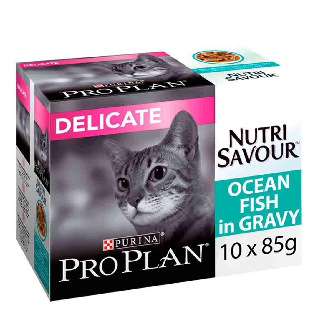 Pro Plan Cat Food Nutrisavour Delicate Pouches, 10 x 85g