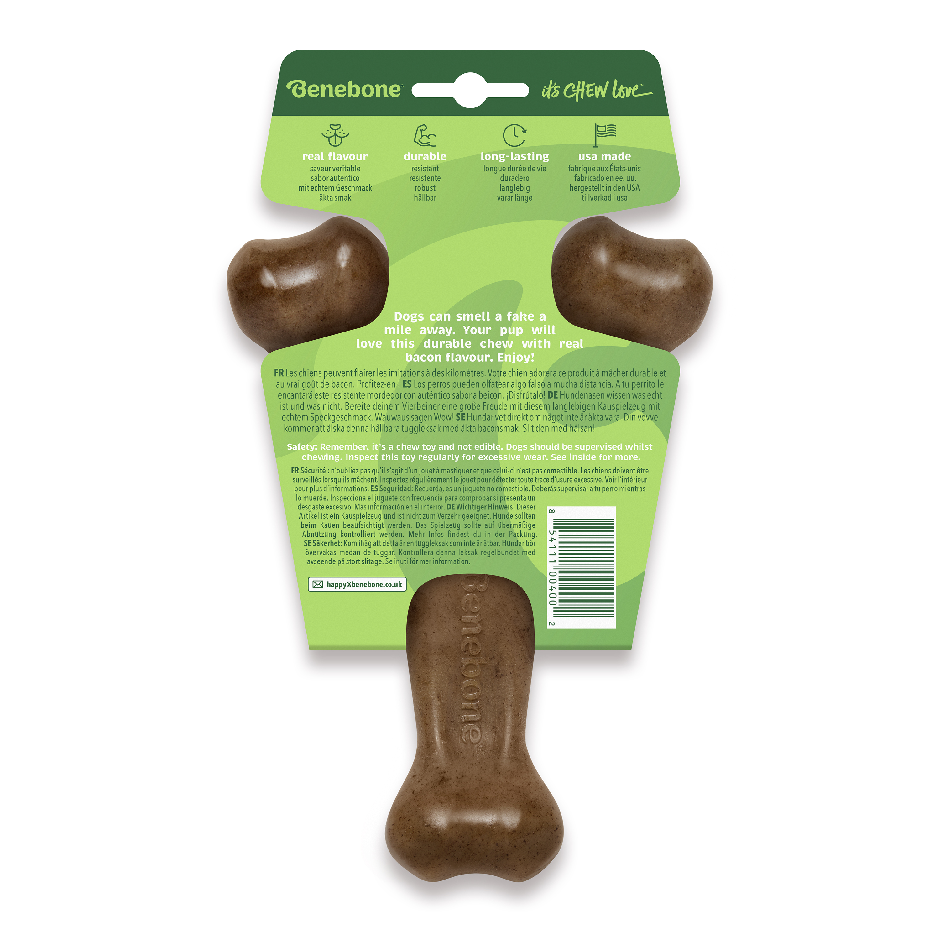 Benebone Wishbone Bacon Dog Toy Medium