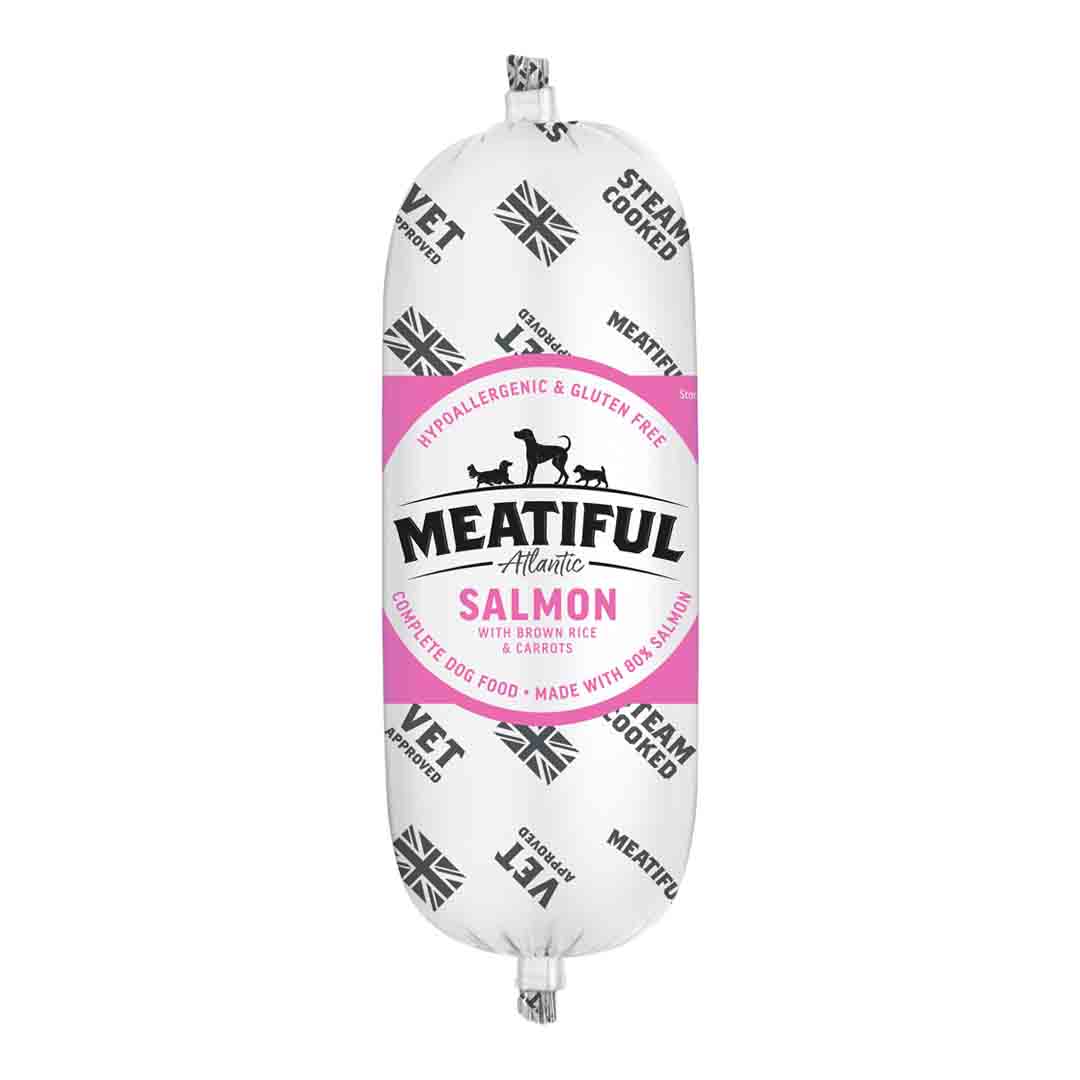 Meatiful Dog Food Fresh Scottish Salmon with Brown Rice & Carrots Sausage 320g