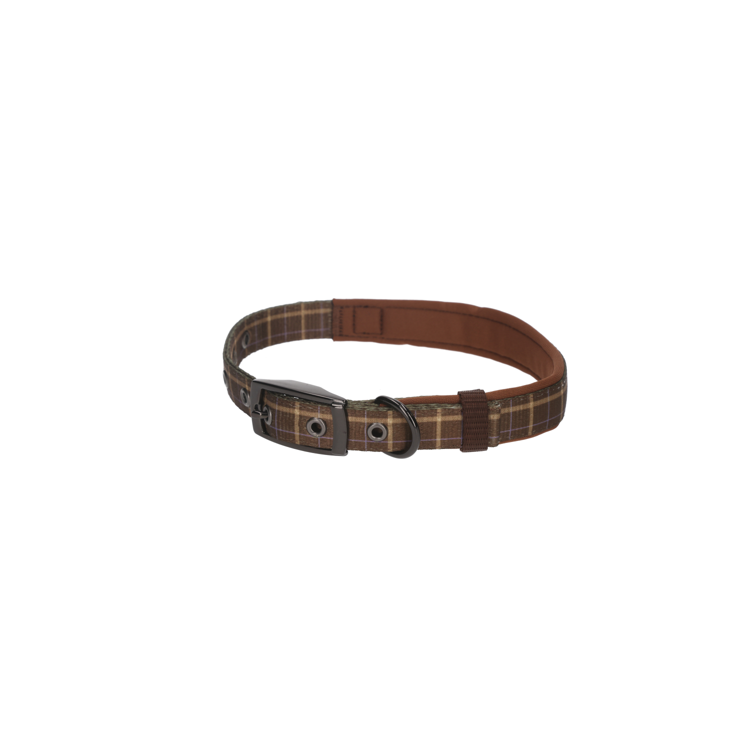 Rufus & Rosie Padded Check Collar, Large, Brown