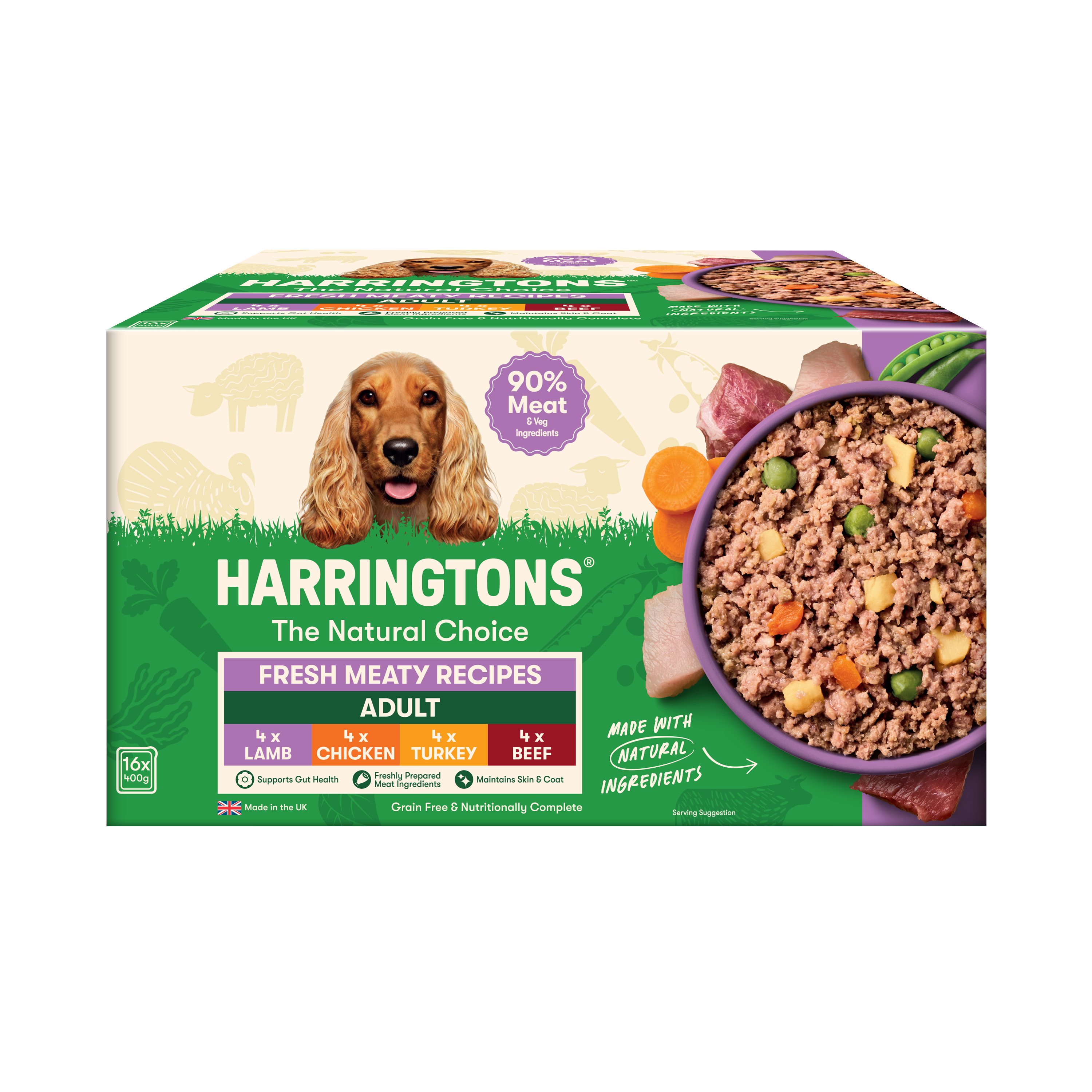 Harringtons Adult Complete Wet Dog Food – Fresh Meaty Recipes with Potato & Veg, 6x400g