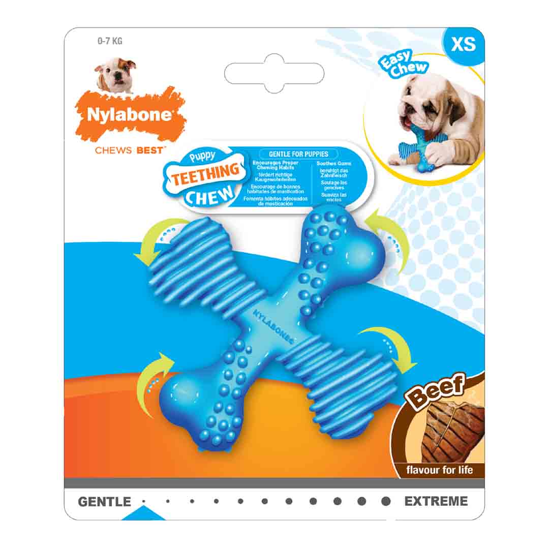 Nylabone Beef Puppy X Shaped Chew Extra Small