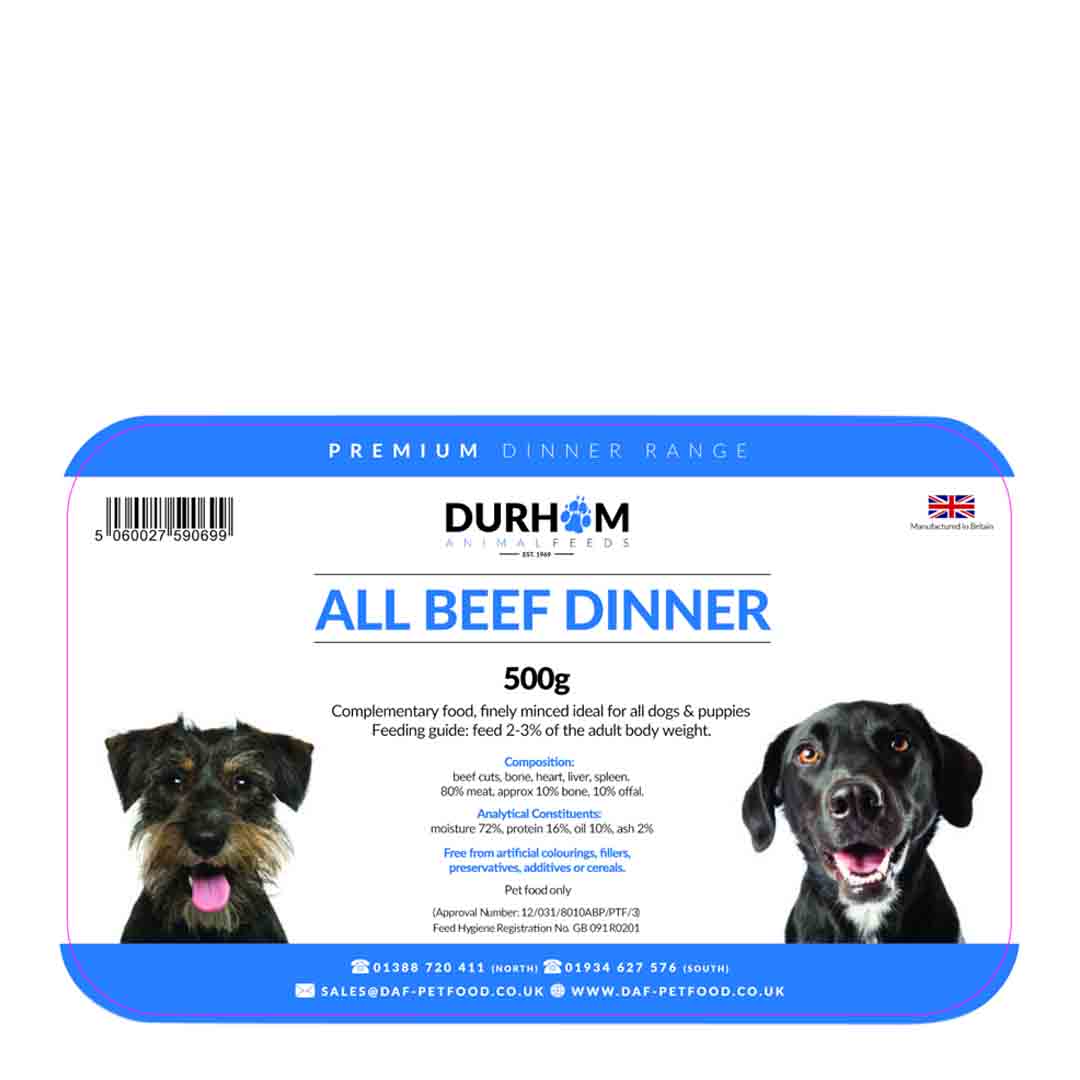 Durham Dog Food Beef Dinner, 500g