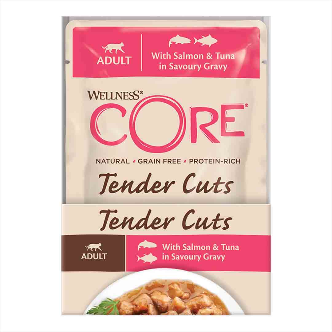 Wellness CORE Tender Cuts with Salmon & Tuna in Savoury Gravy Adult Cat Wet Food 85g