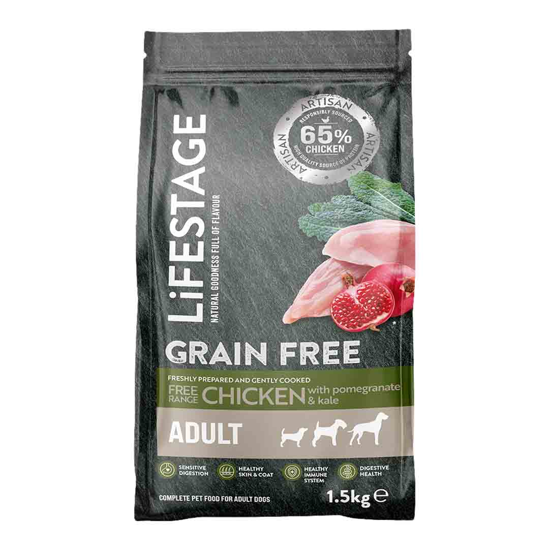 Lifestage Artisan, Grain Free Adult Dog Food, Chicken with Pomegrante & Kale, 1.5Kg