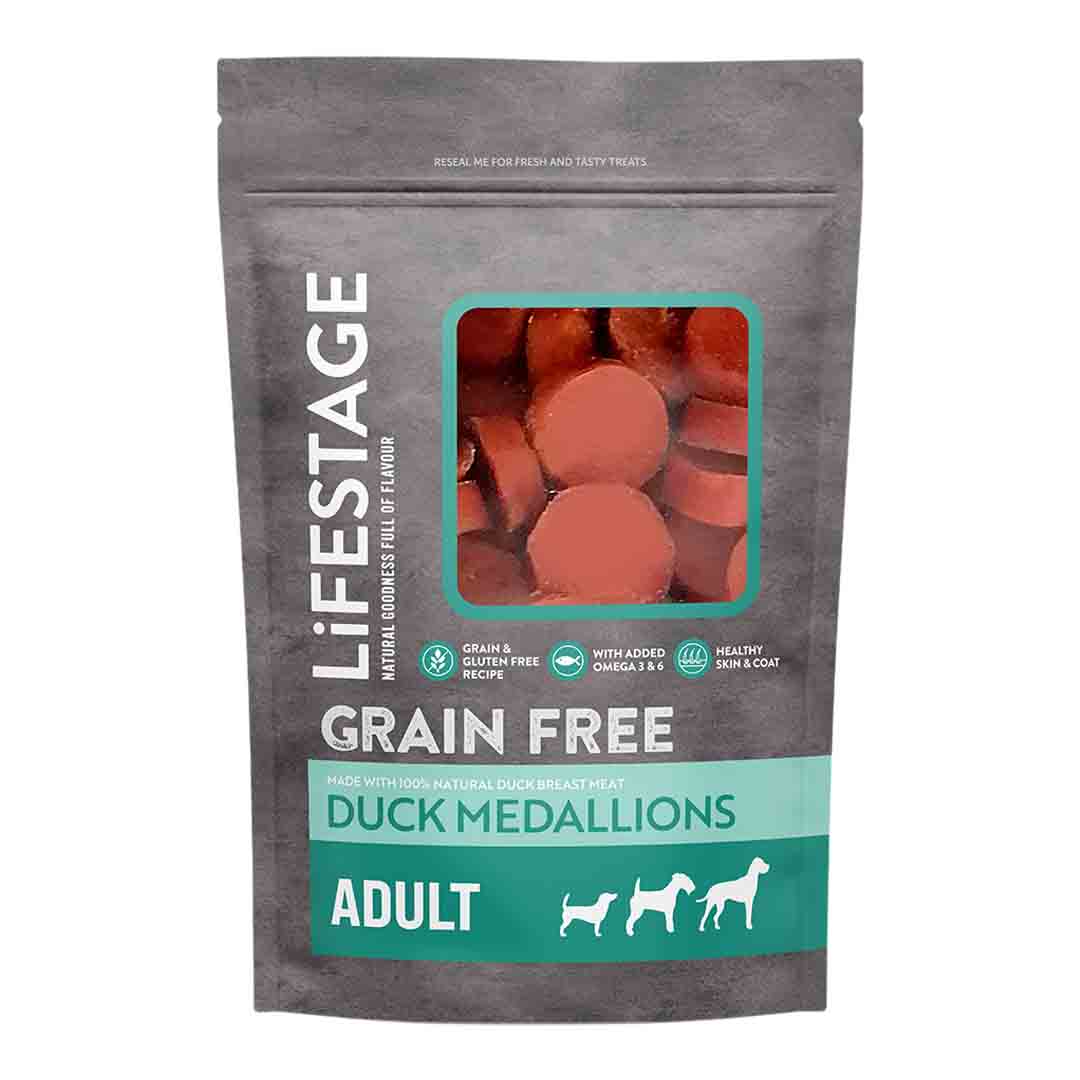 Lifestage Duck Medallions Dog Treat 100g