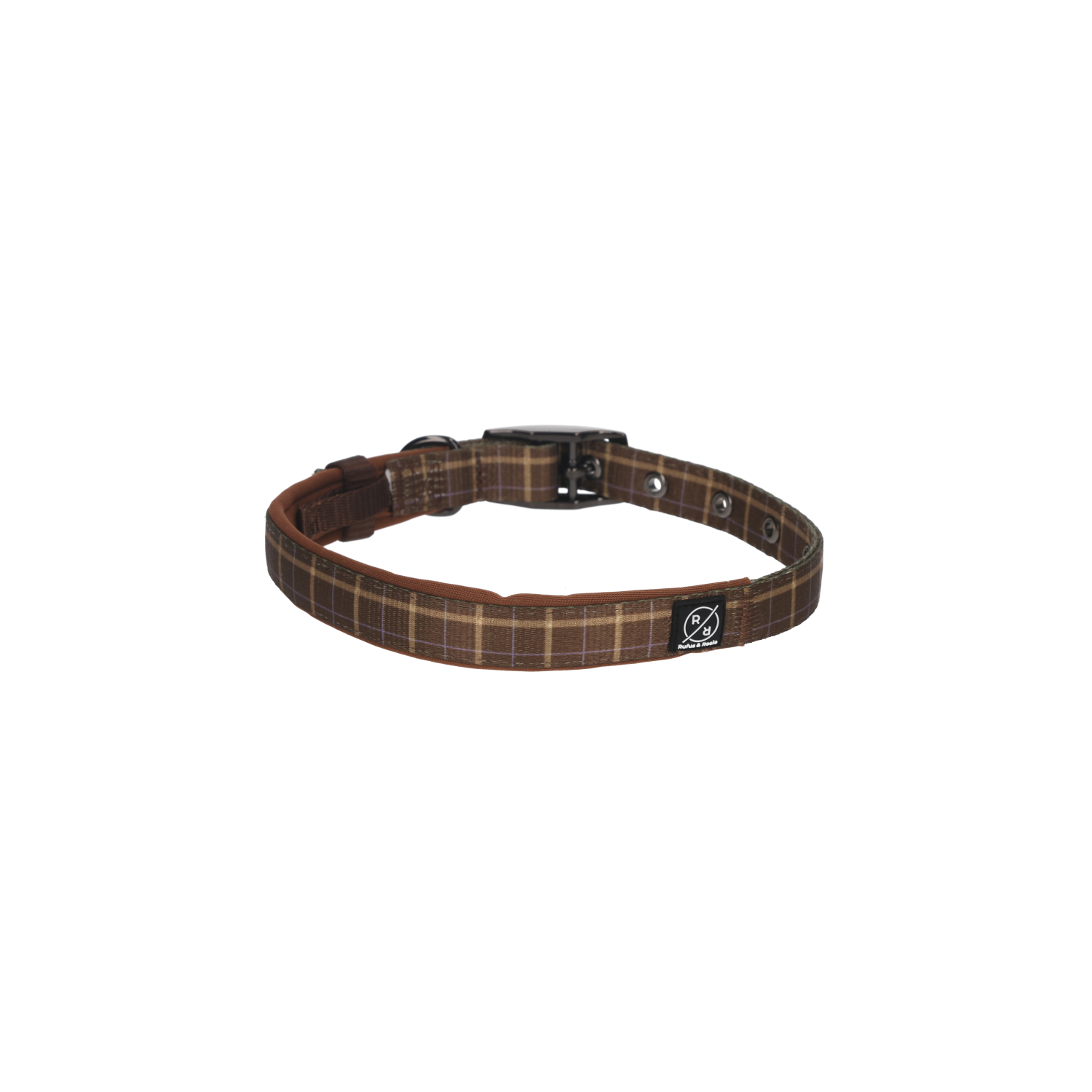 Rufus & Rosie Padded Check Collar, Large, Brown