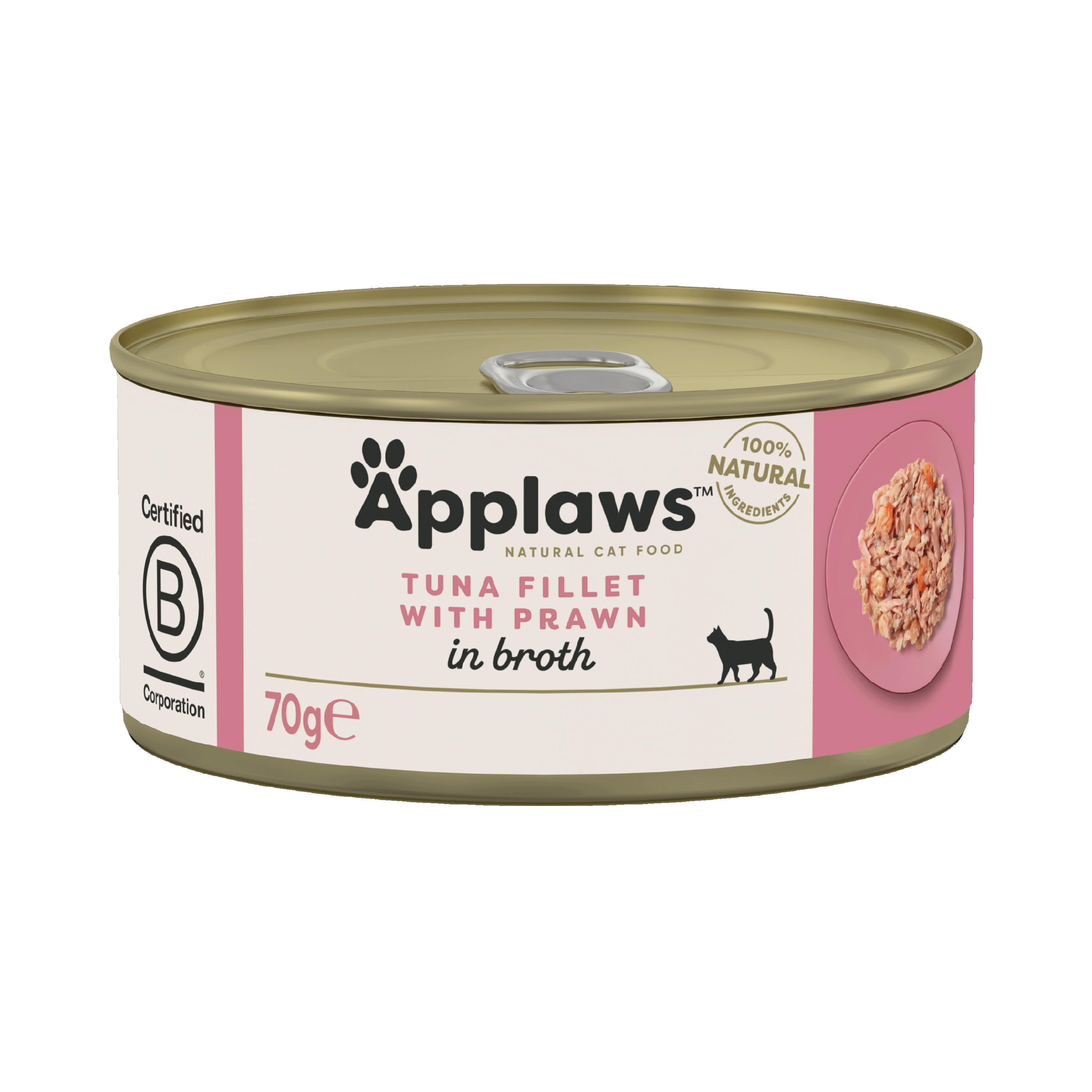 Applaws Natural Adult Wet Cat Food Tuna Fillet with Prawn in Broth Tin 70g