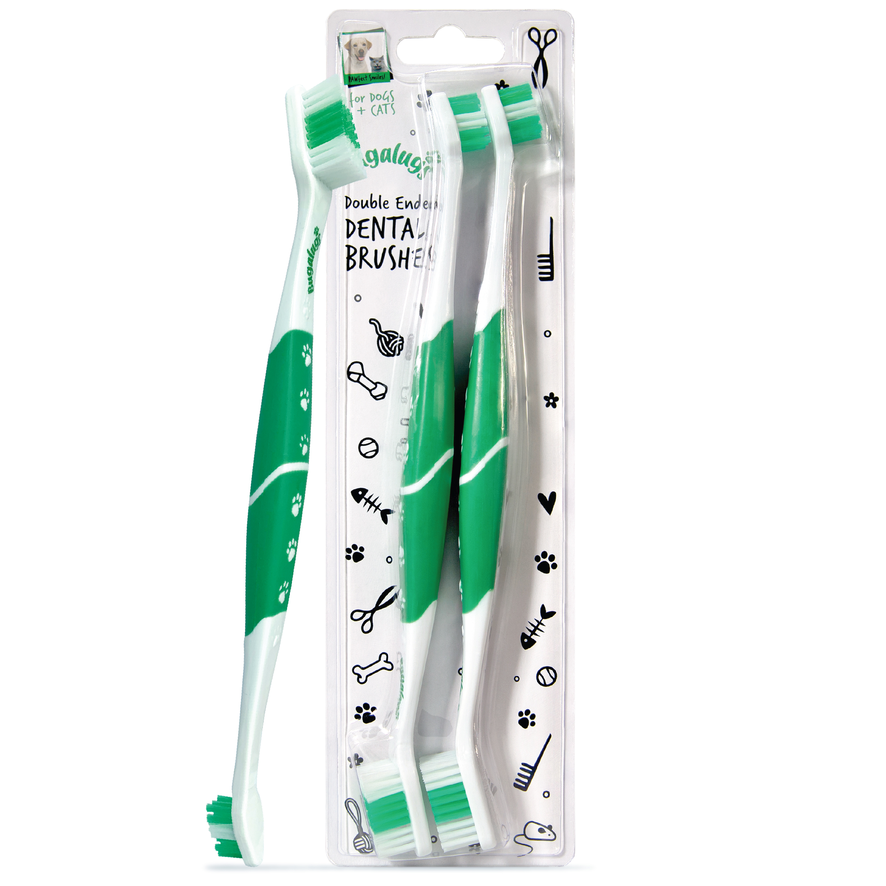 Bugalugs Dog & Cat Double Ended Toothbrush Twin Pack