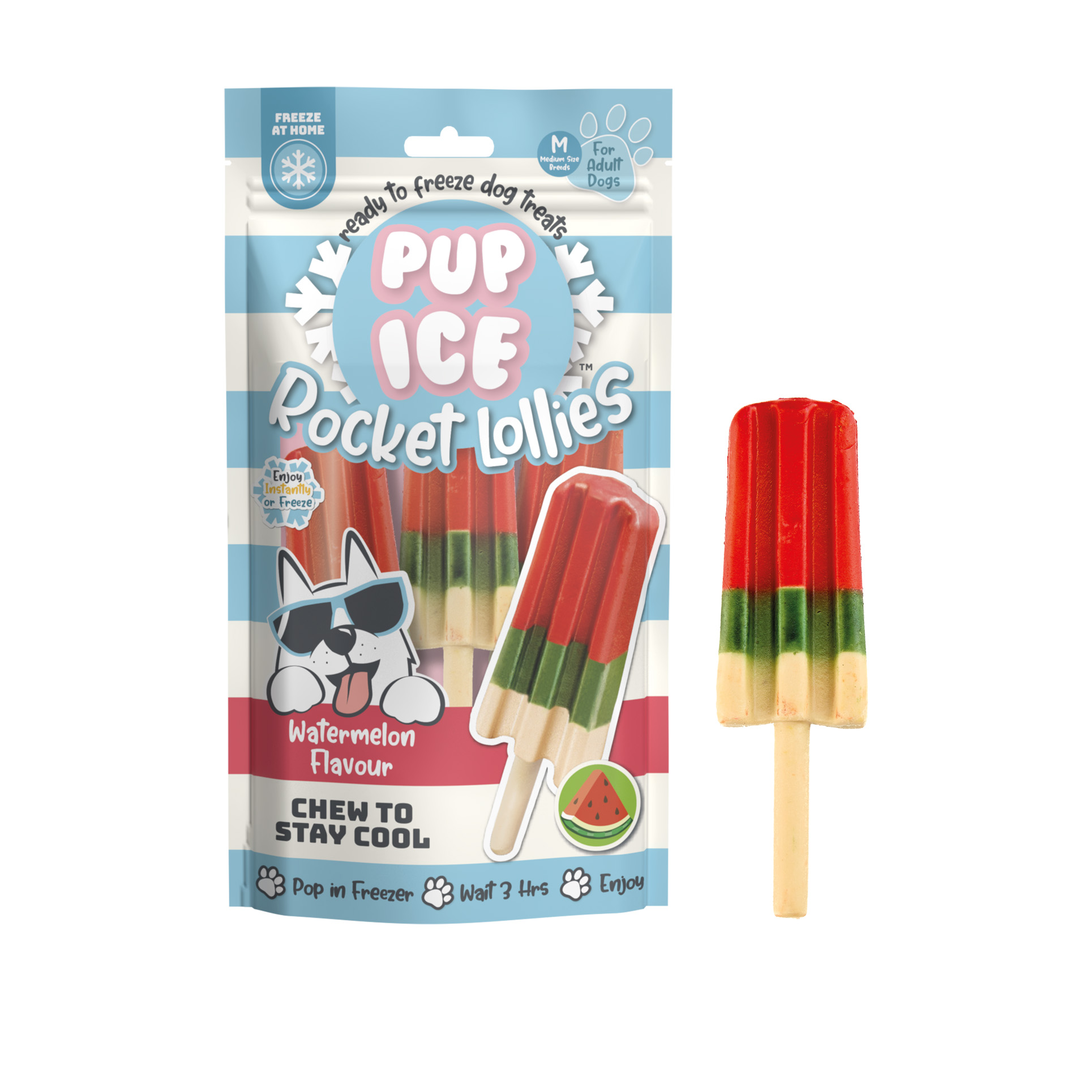 Pup Ice Rocket Lolly Watermelon Dog Treat 2 Pack 90g