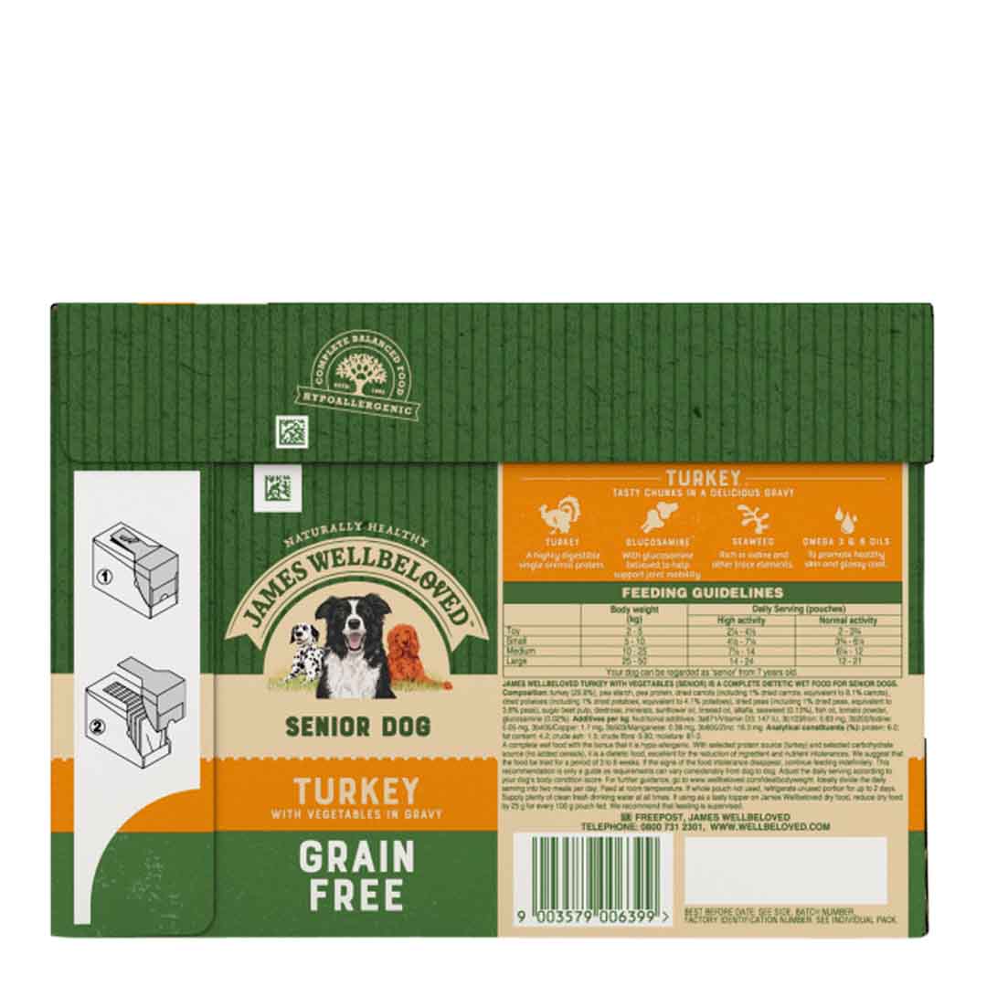 James Wellbeloved Turkey Senior Dog Food Grain Free, 100g Pouch