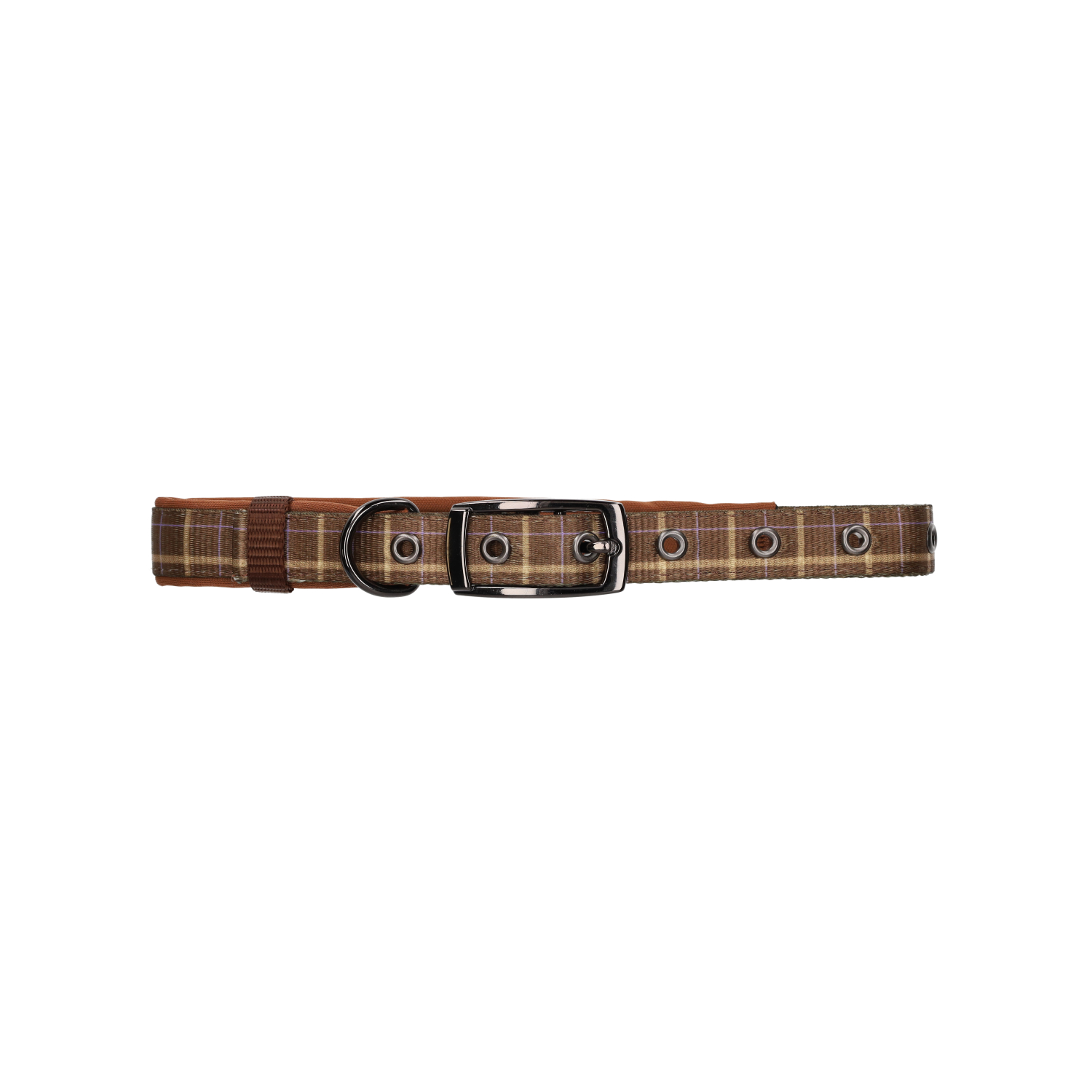 Rufus & Rosie Padded Check Collar, Large, Brown