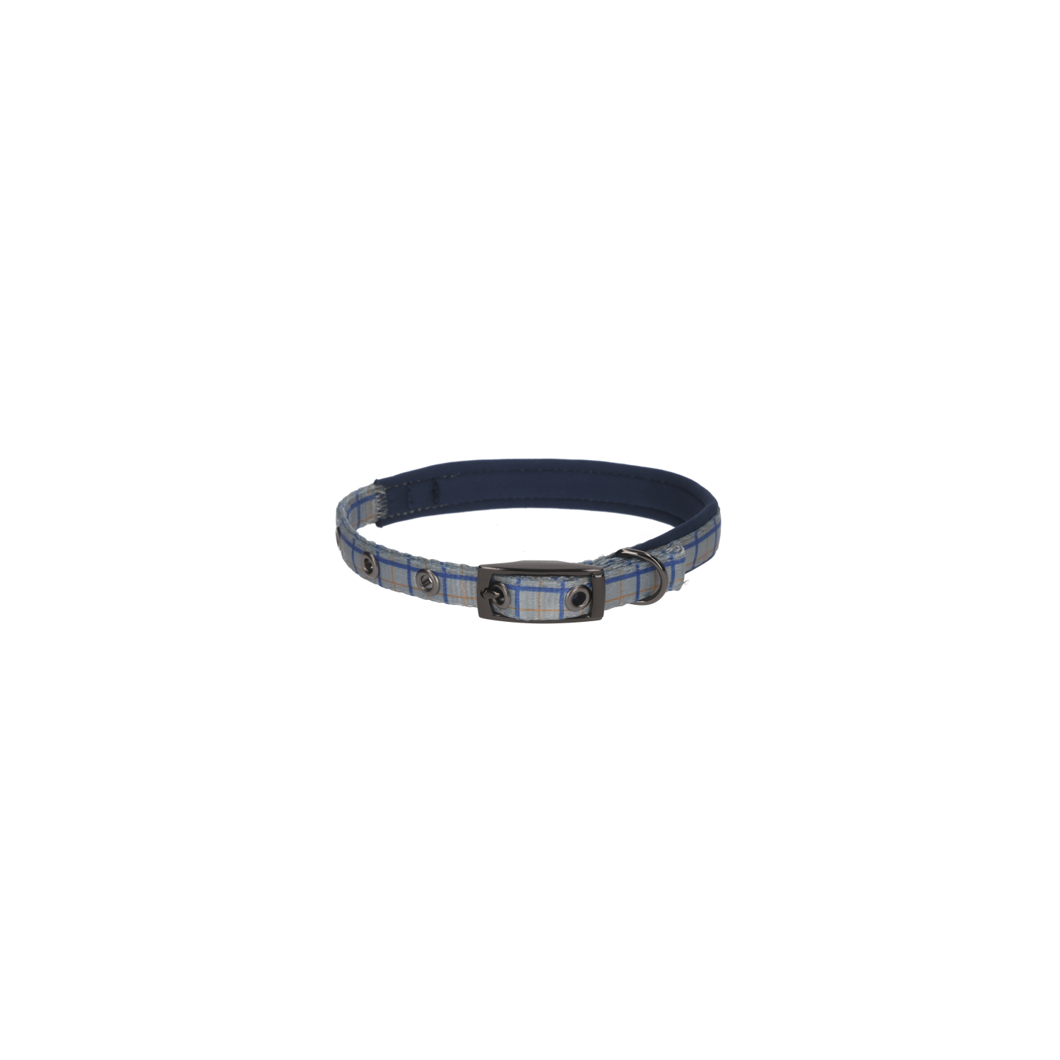 Rufus & Rosie Padded Check Dog Collar, Small, Grey