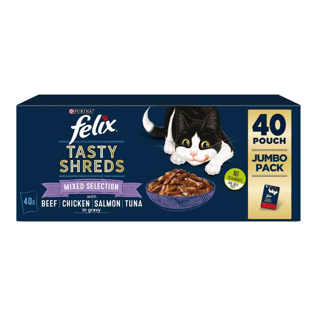 Felix Cat Food Tasty Shreds Pouches, 40x80g