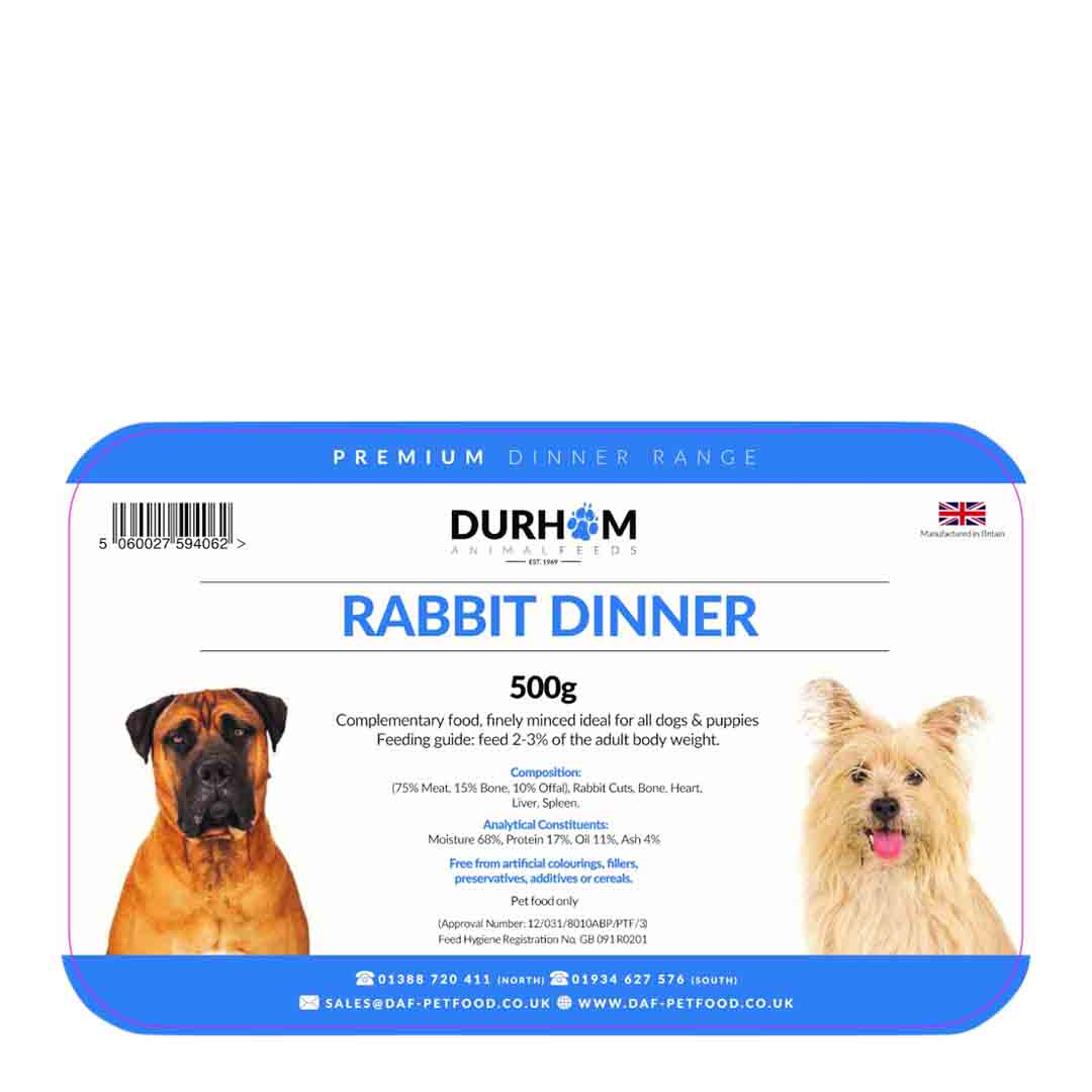 Durham Dog Food Rabbit Dinner, 500g
