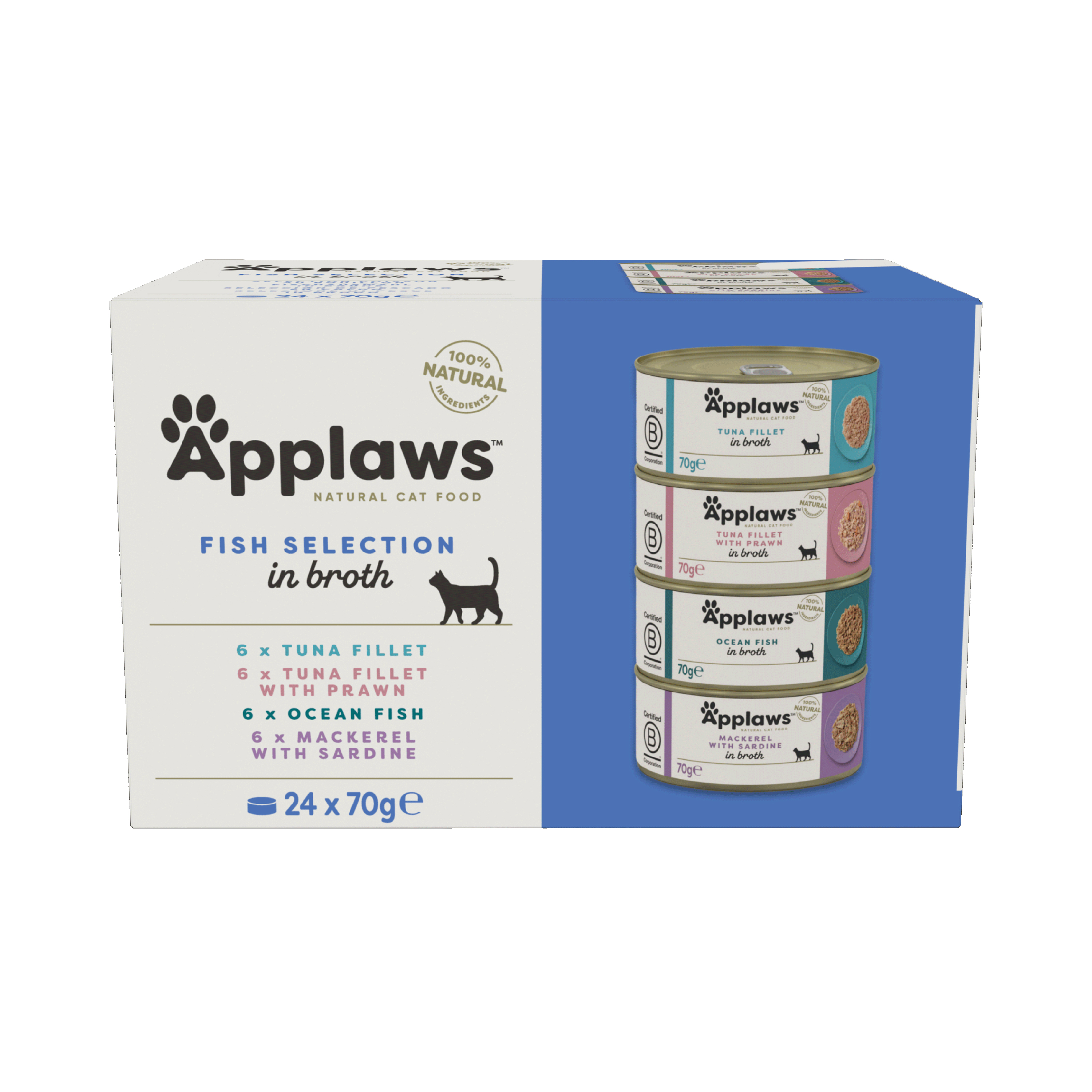 Applaws Natural Wet Cat Food Fish Selection Multipack in Broth 24 Tins