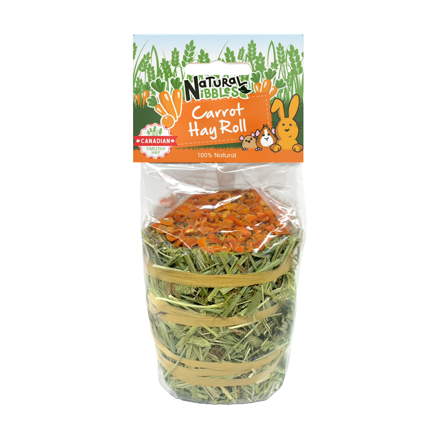 Natures Grub Natural Nibbles Timothy Hay Roll - Carrot
