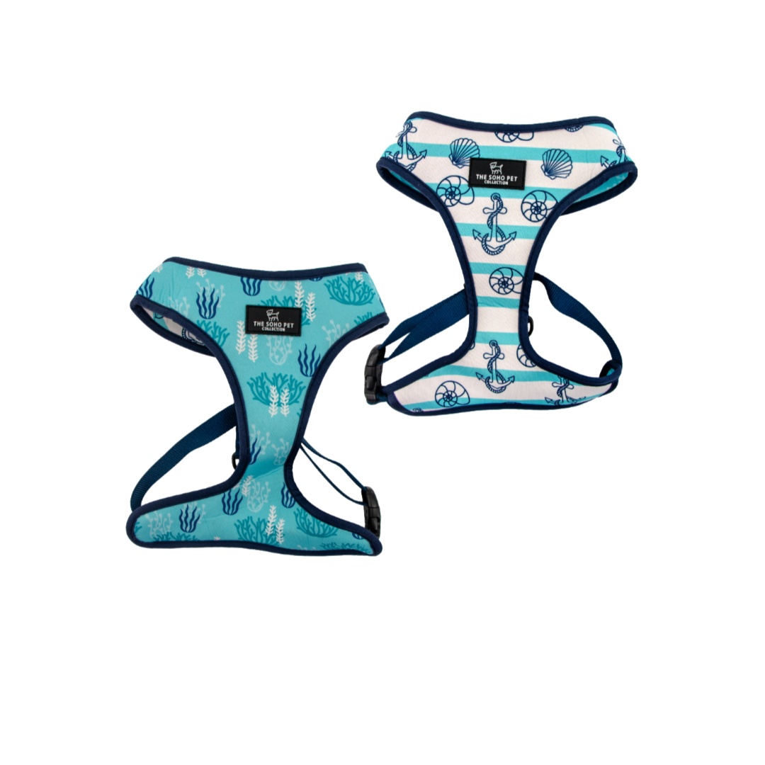 Soho Pet Collection Reversible Dog Harness Nautical/Coral Medium
