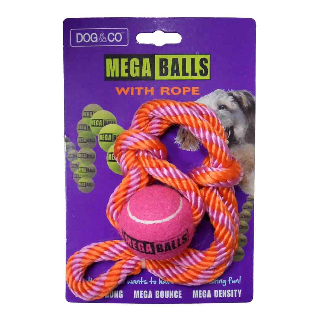 Mega Ball On Rope Dog Toy, Dog & Co, 2.5 inches