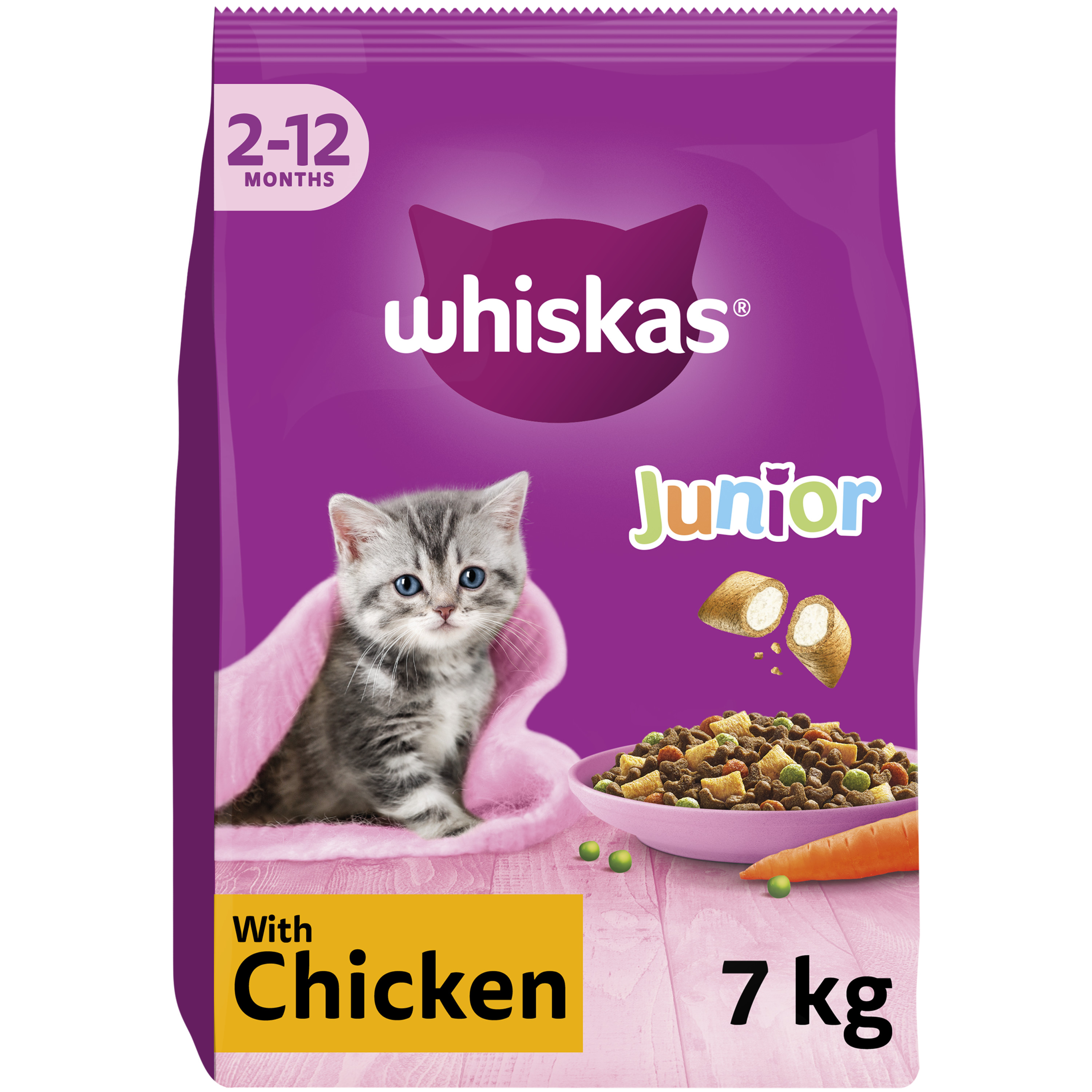 Whiskas 2-12 Months Kitten Complete Dry Cat Food with Chicken 7kg