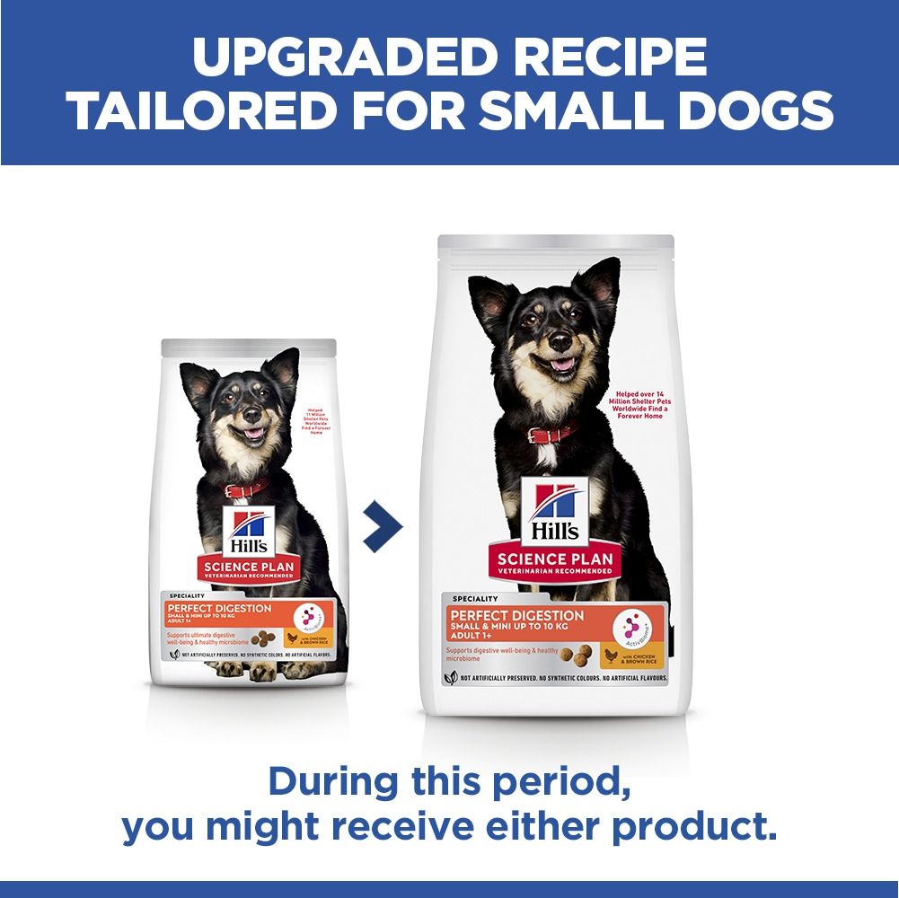 Hill's Science Plan Perfect Digestion Small & Mini Adult 1+ Dry Dog Food with Chicken & Brown Rice 1.5kg