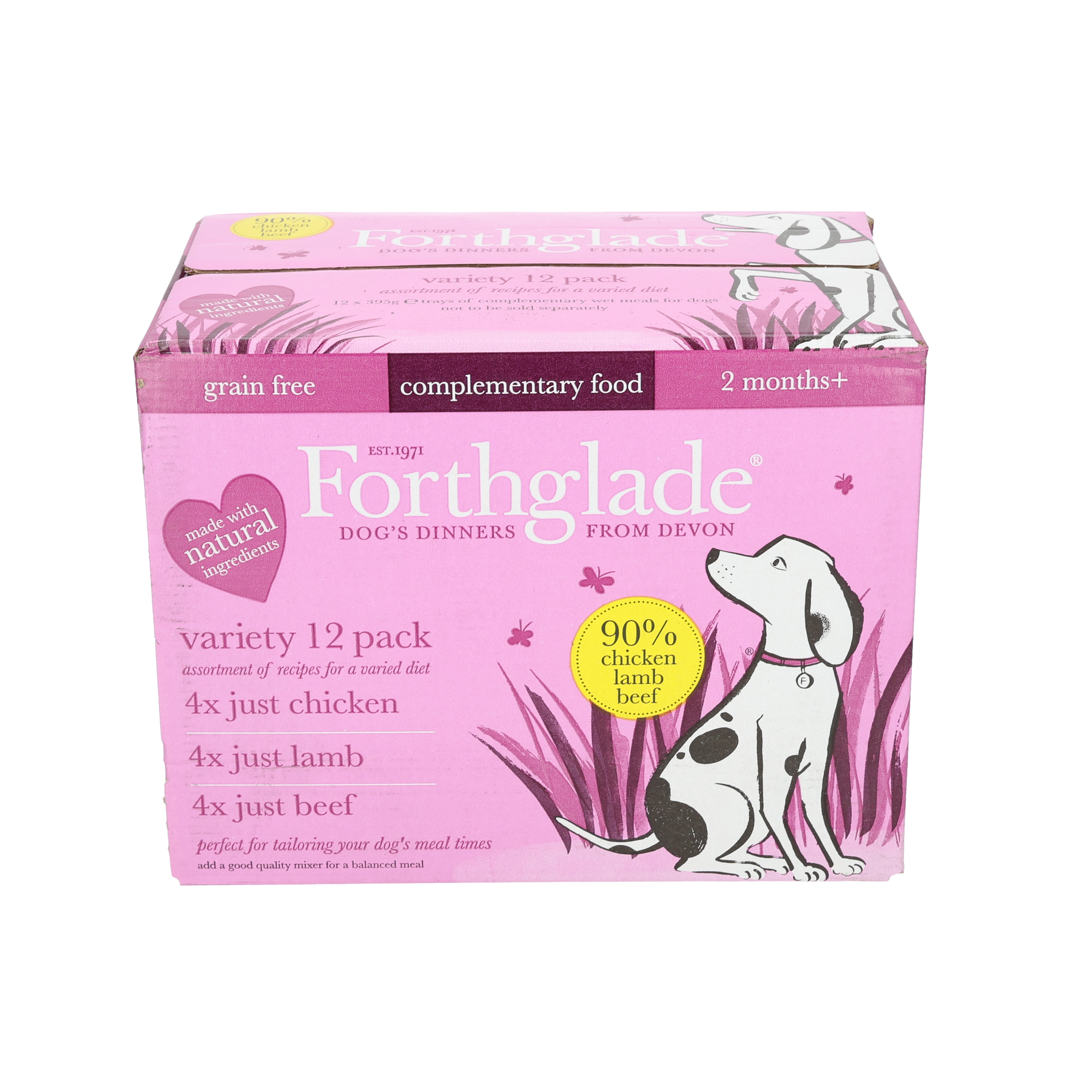 Forthglade Chicken, Lamb & Beef Variety Pack, Adult Wet Dog Food, 12x395g
