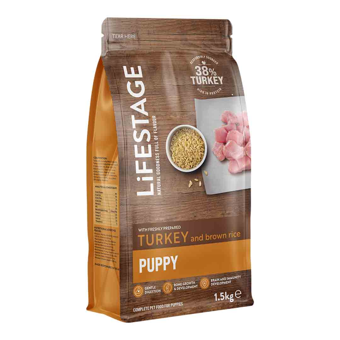 Lifestage Puppy Food Turkey & Brown Rice 1.5kg