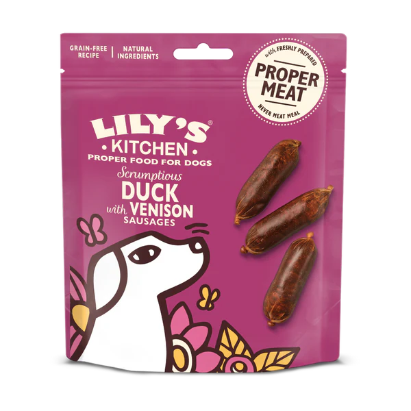 Lilys Kitchen Dog Treats Scrumptious Duck and Venison Sausages 70g