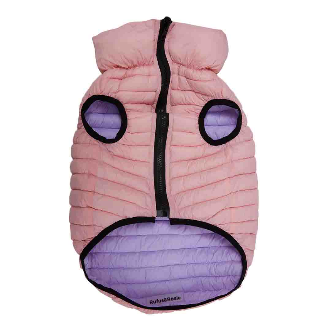 Rufus & Rosie Pink Reversable Puffer Jacket, Medium Dog Coat
