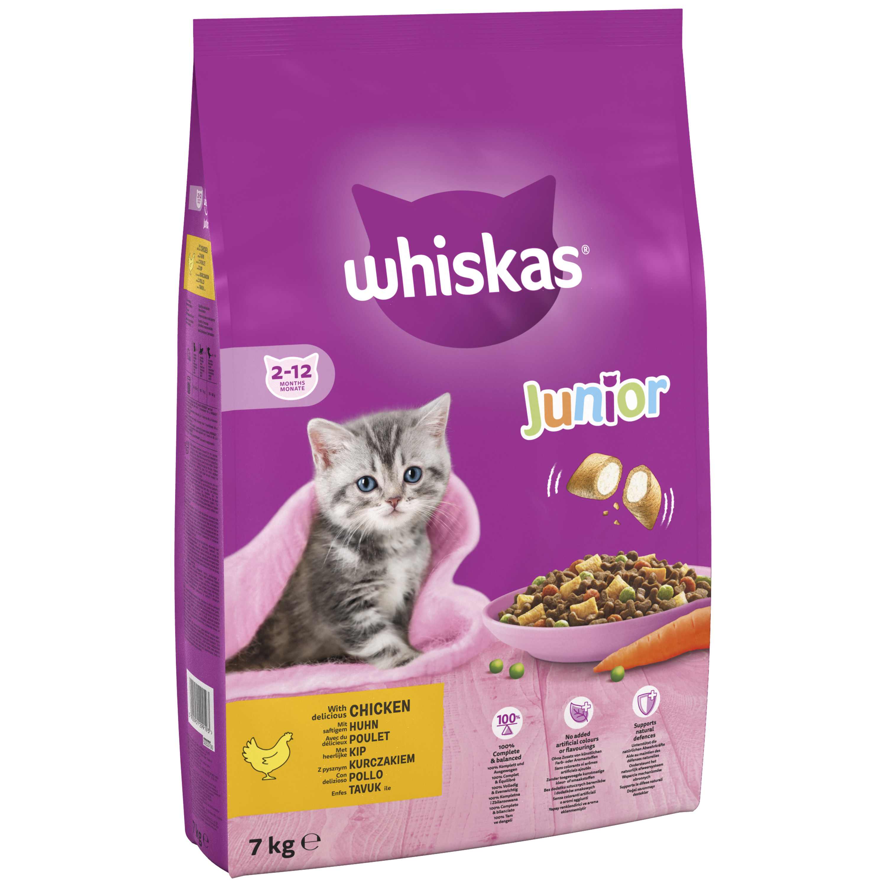 Whiskas 2-12 Months Kitten Complete Dry Cat Food with Chicken 7kg