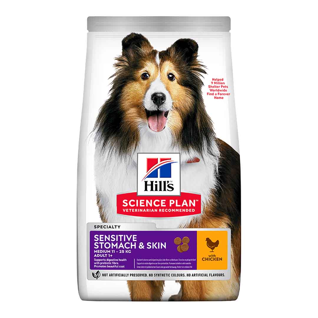 Hill's Science Plan Adult Sensitive Stomach & Skin Medium Dry Dog Food Chicken Flavour 14kg