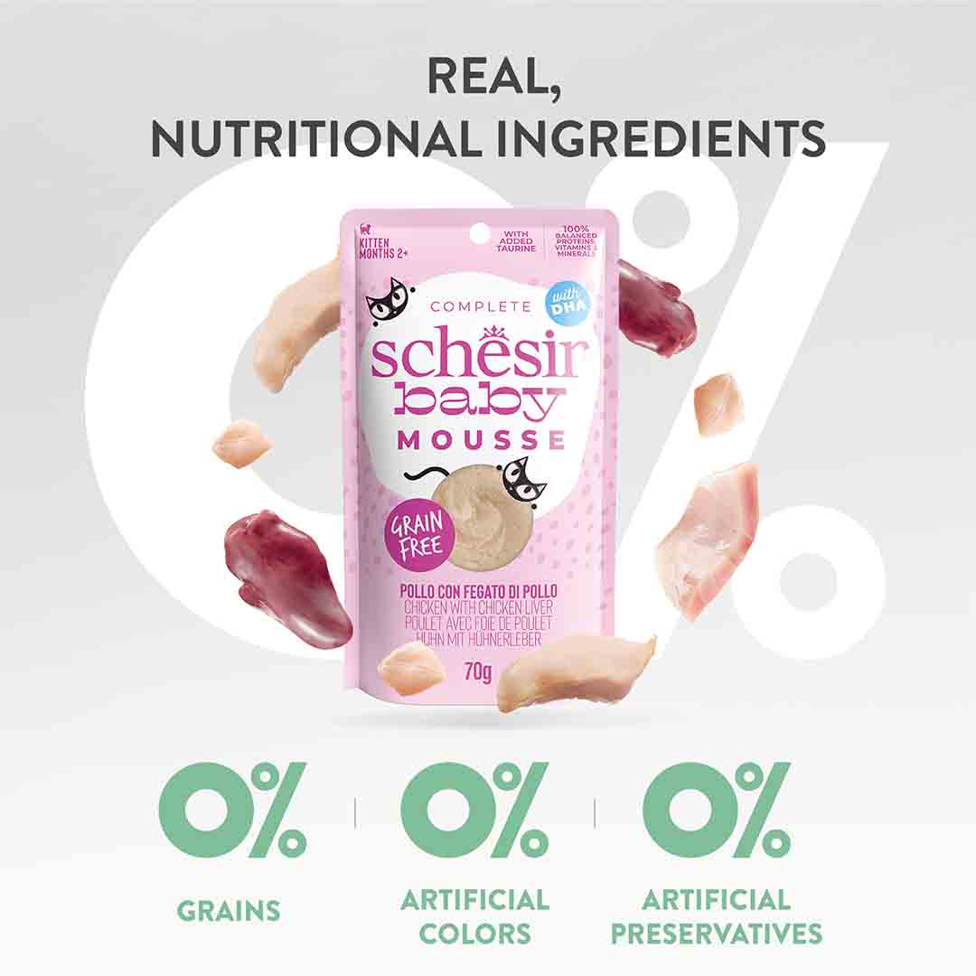 Schesir Complete and Balanced Wet Kitten Food Chicken in Mousse 70g