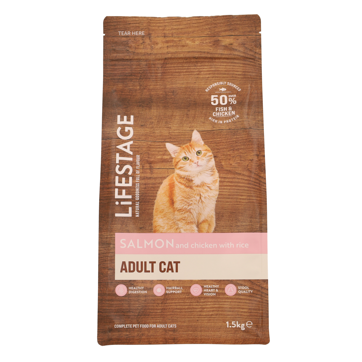 Lifestage Naturals Chicken & Salmon with Rice Adult Cat Food 1.5kg