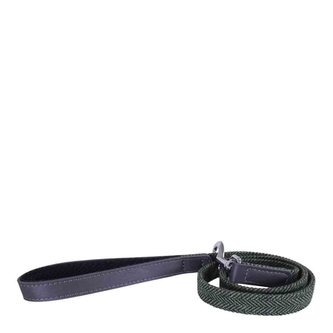 Rosewood Herringbone Leather Dog Lead