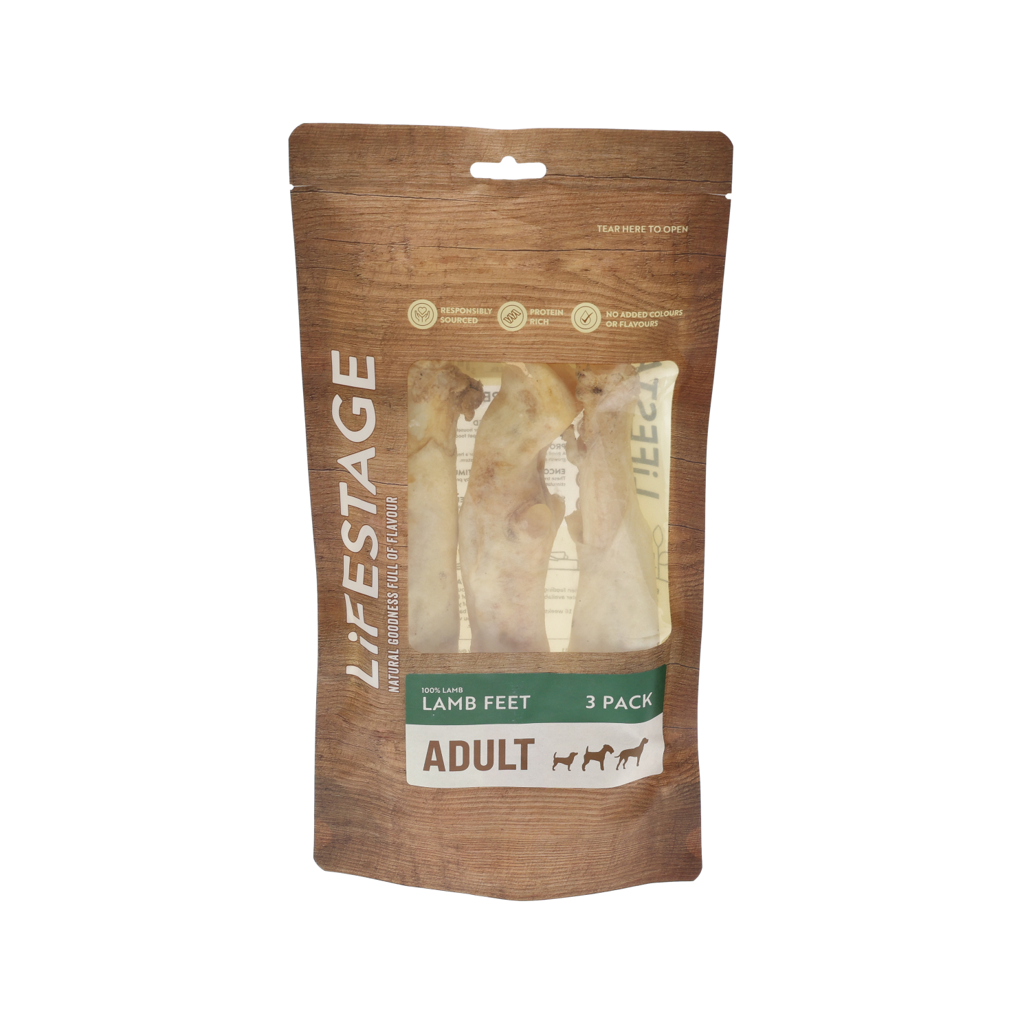 Lifestage Naturals Dog Treat, Lambs Feet, 3 Pack