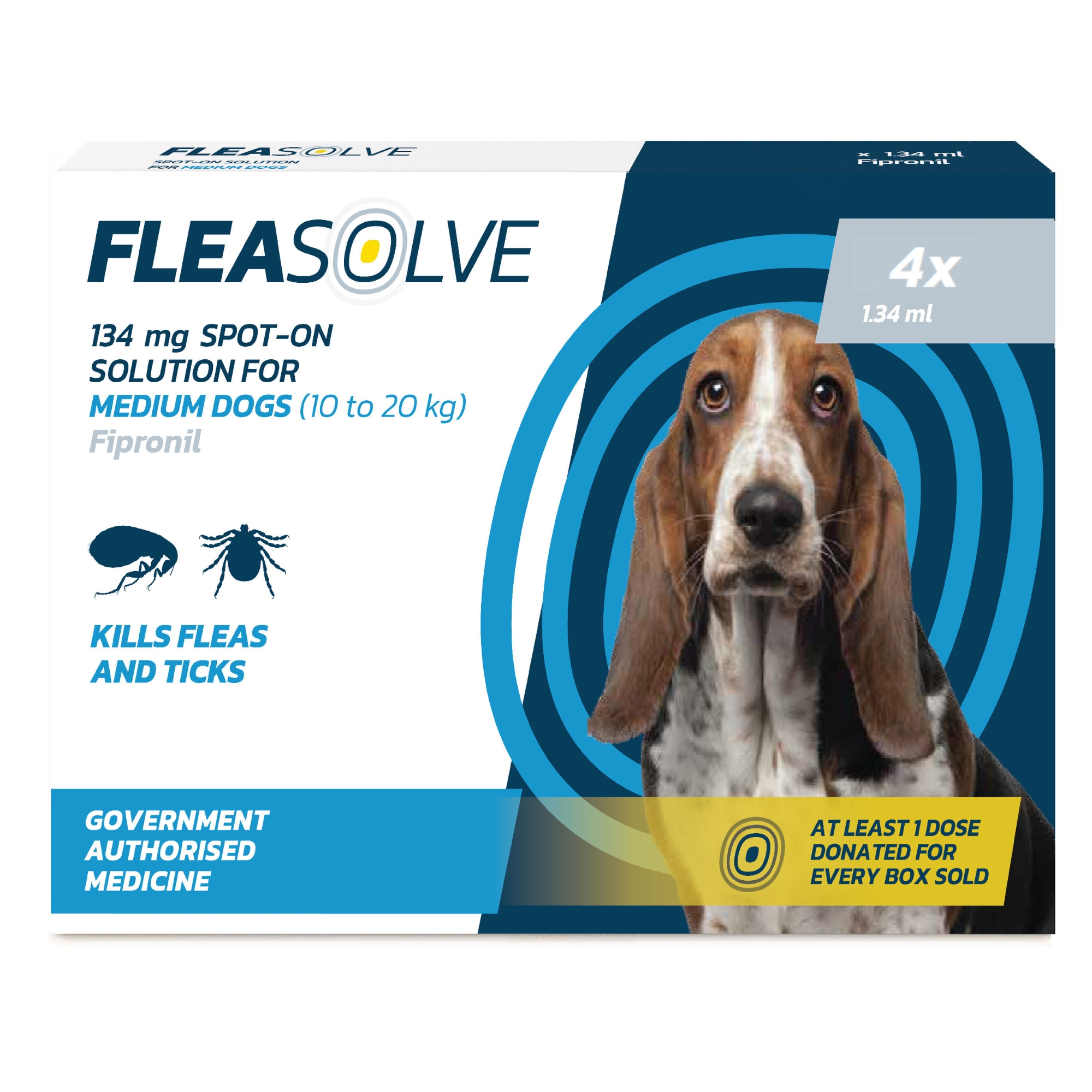 Fleasolve Spot-On Medium Dog Flea Treatment, 4 Pack