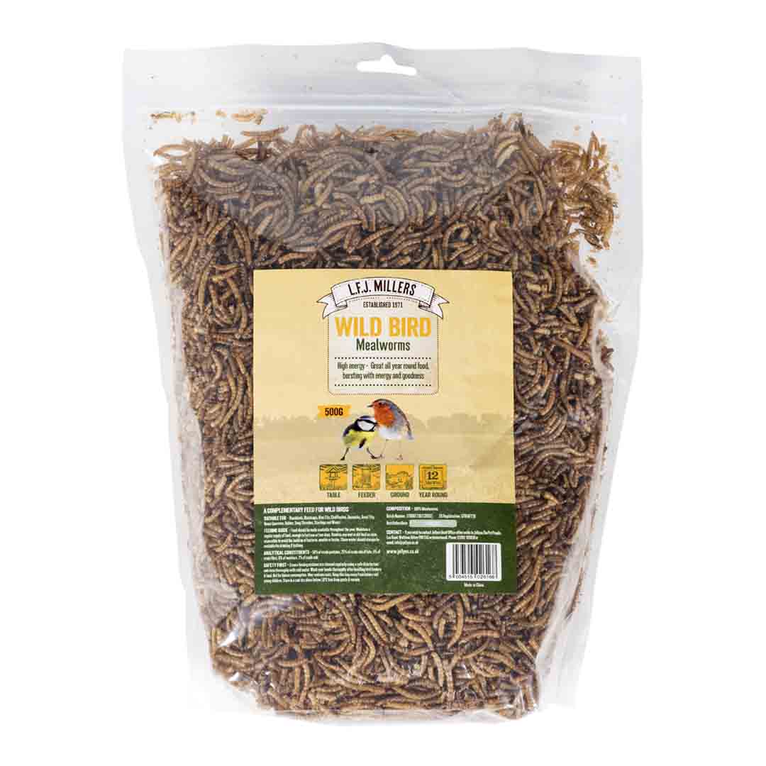 LFJ Millers Dried Mealworms, Wild Bird Food, 500g