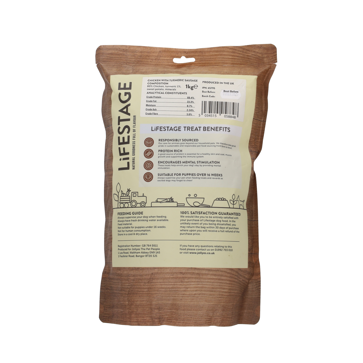 Lifestage Pre-Pack Sausage Chicken with Turmeric Dog Treats 1kg