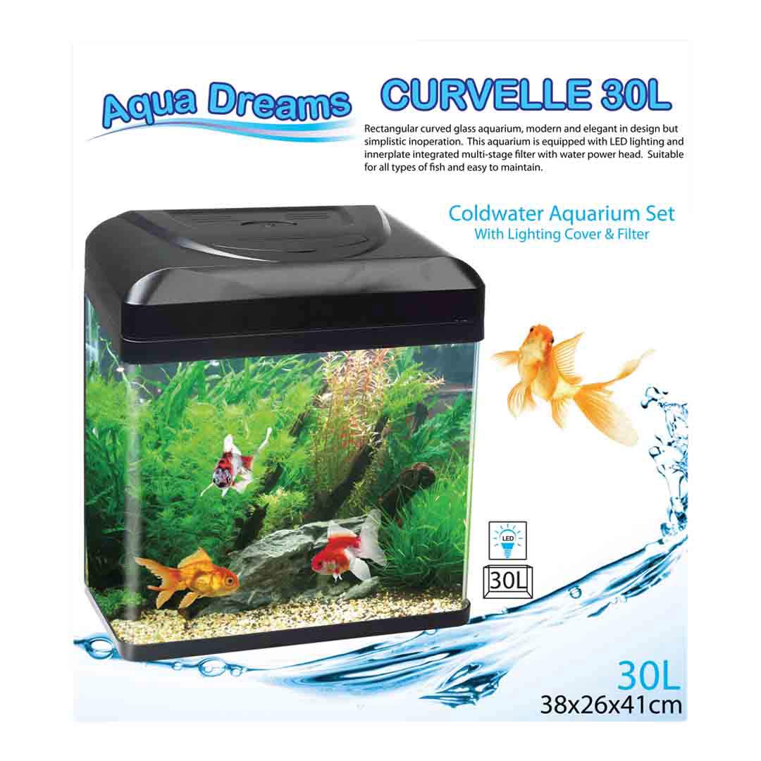 Aqua Dreams Curvelle Black Fish Aquarium, 30L