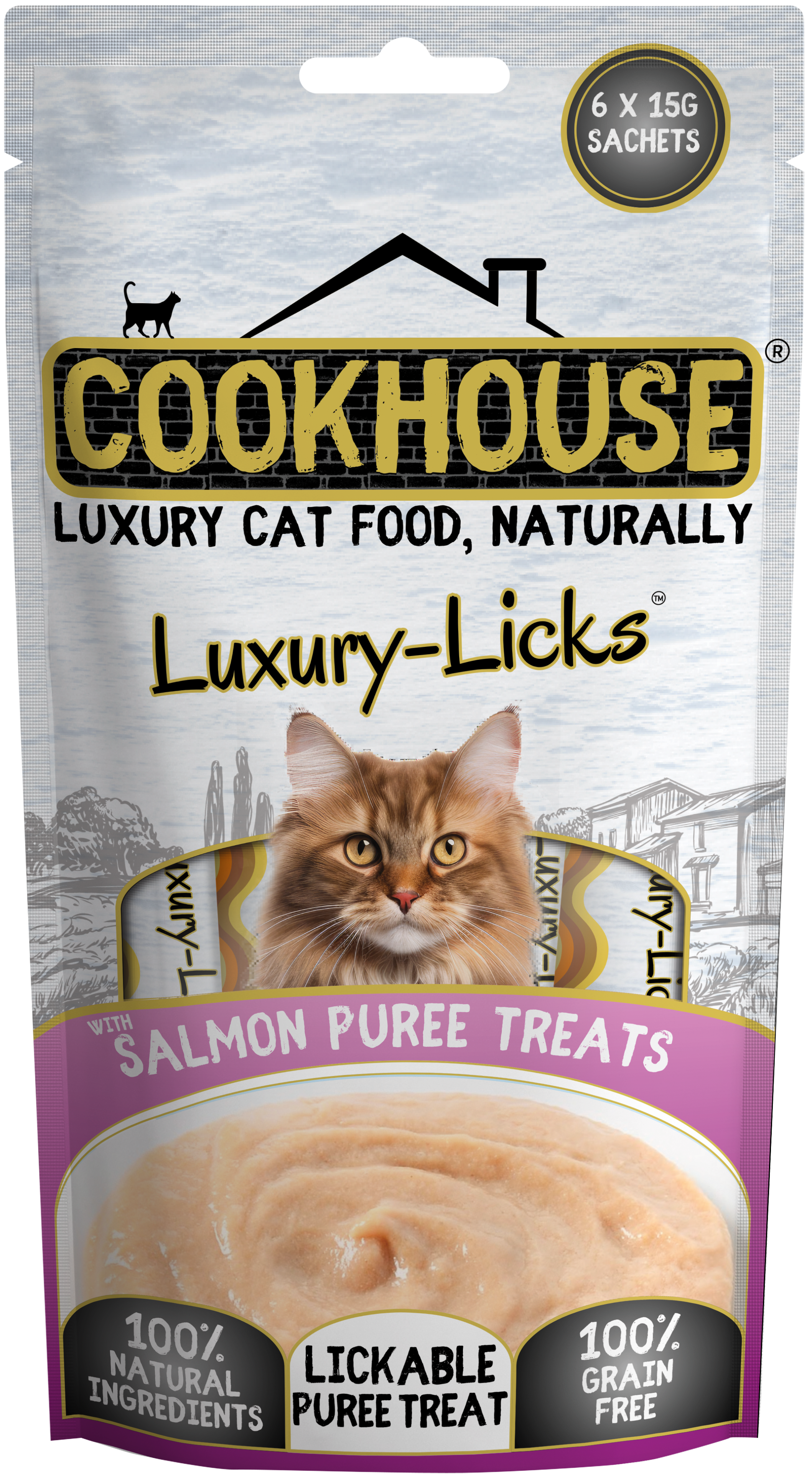 Cookhouse Luxury Licks Puree Cat Treat Salmon 6x15g