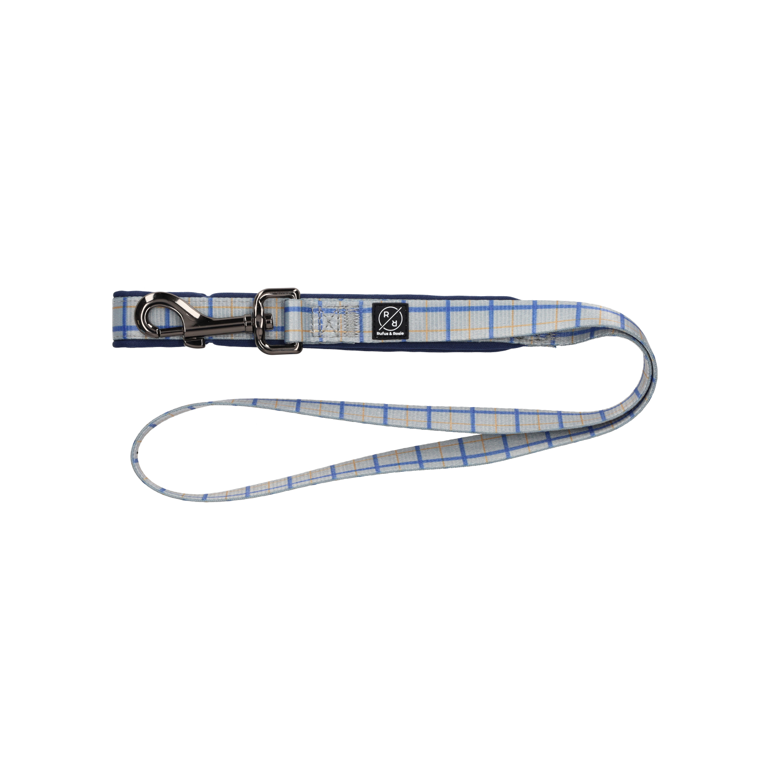 Rufus & Rosie Padded Handle Dog Lead, Check Grey