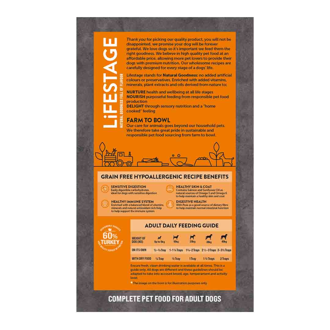 Lifestage Adult Dog Grain Free Turkey and Potato 7x395g