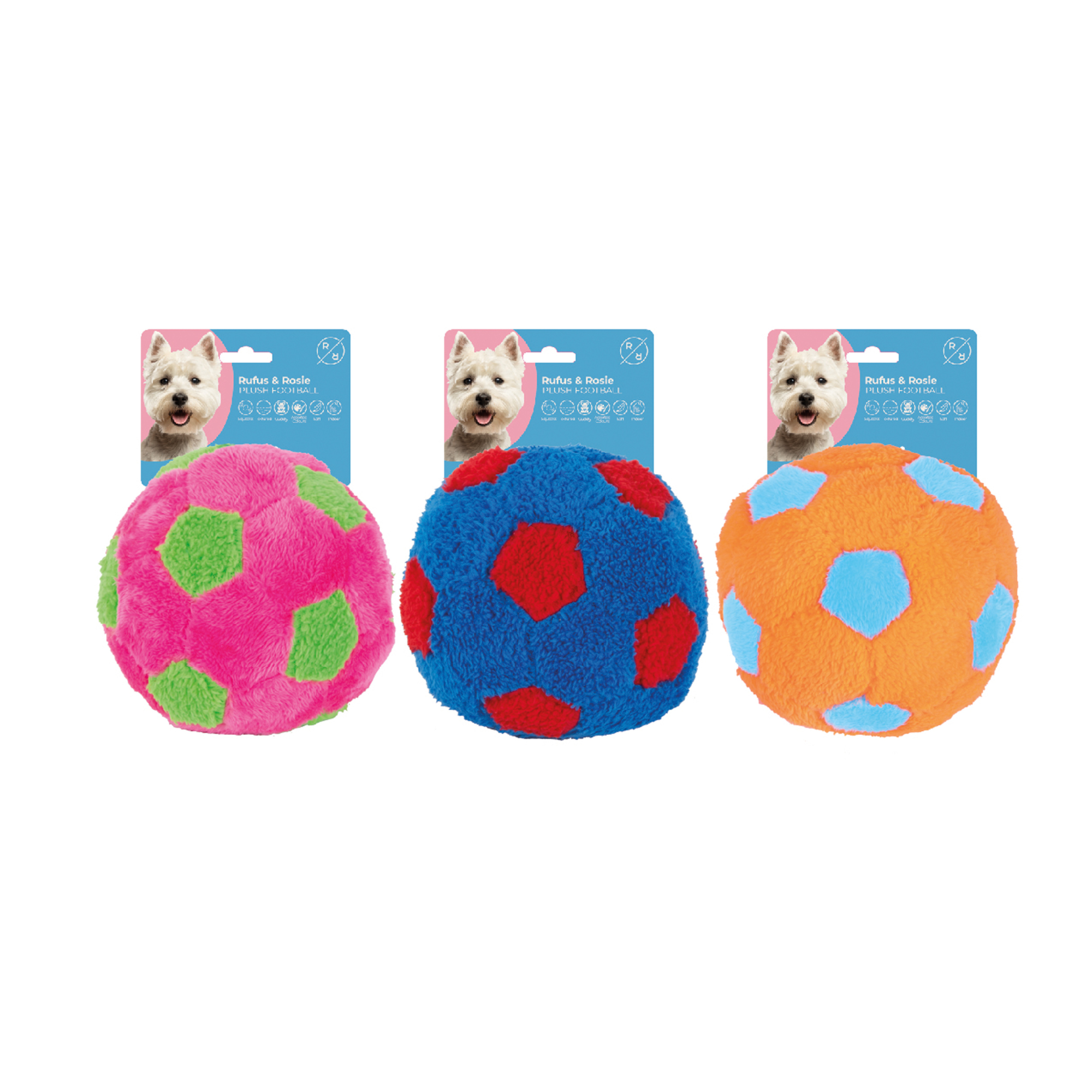 Rufus & Rosie Plush Football Squeaker Dog Toy