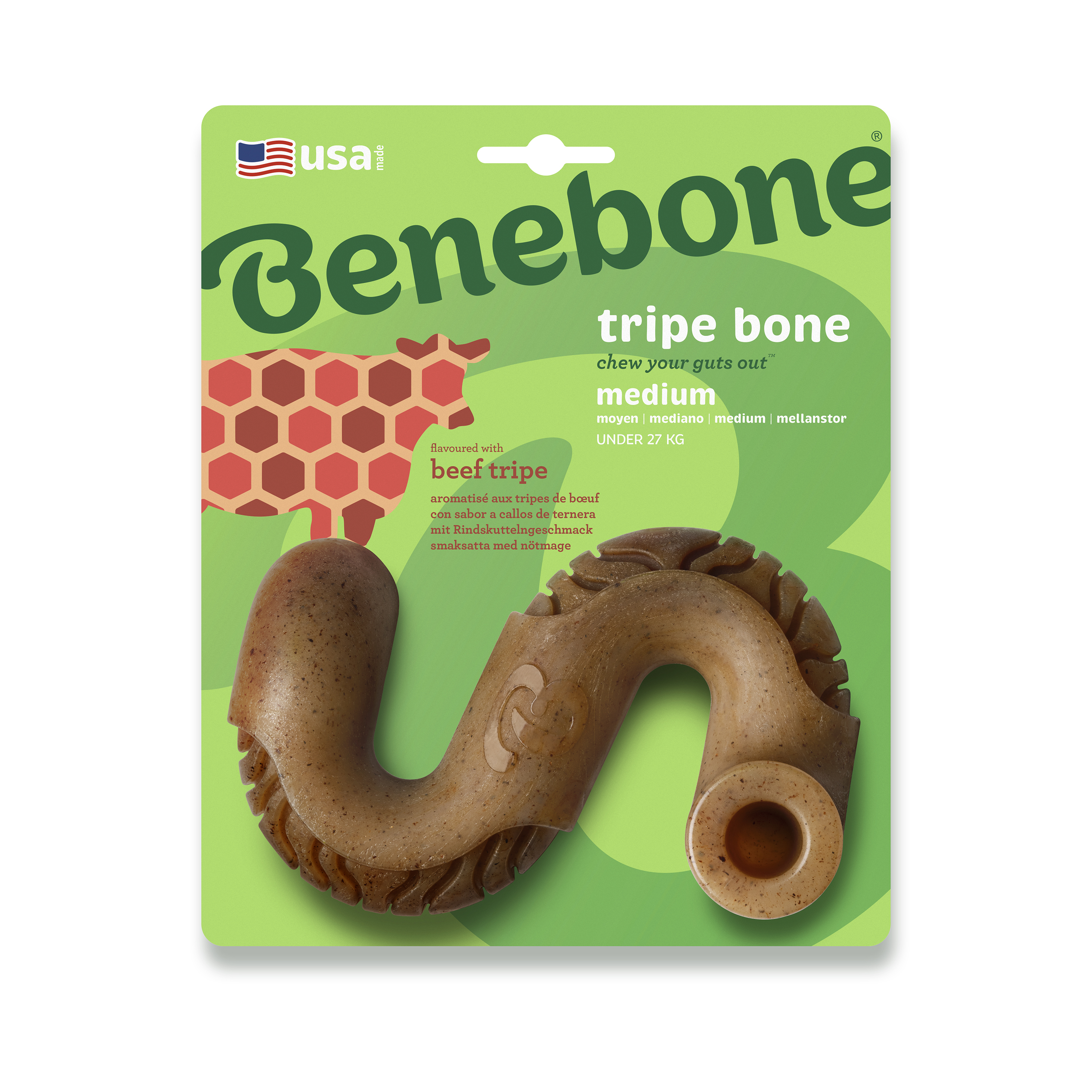Benebone Tripe Bone Dog Toy Medium