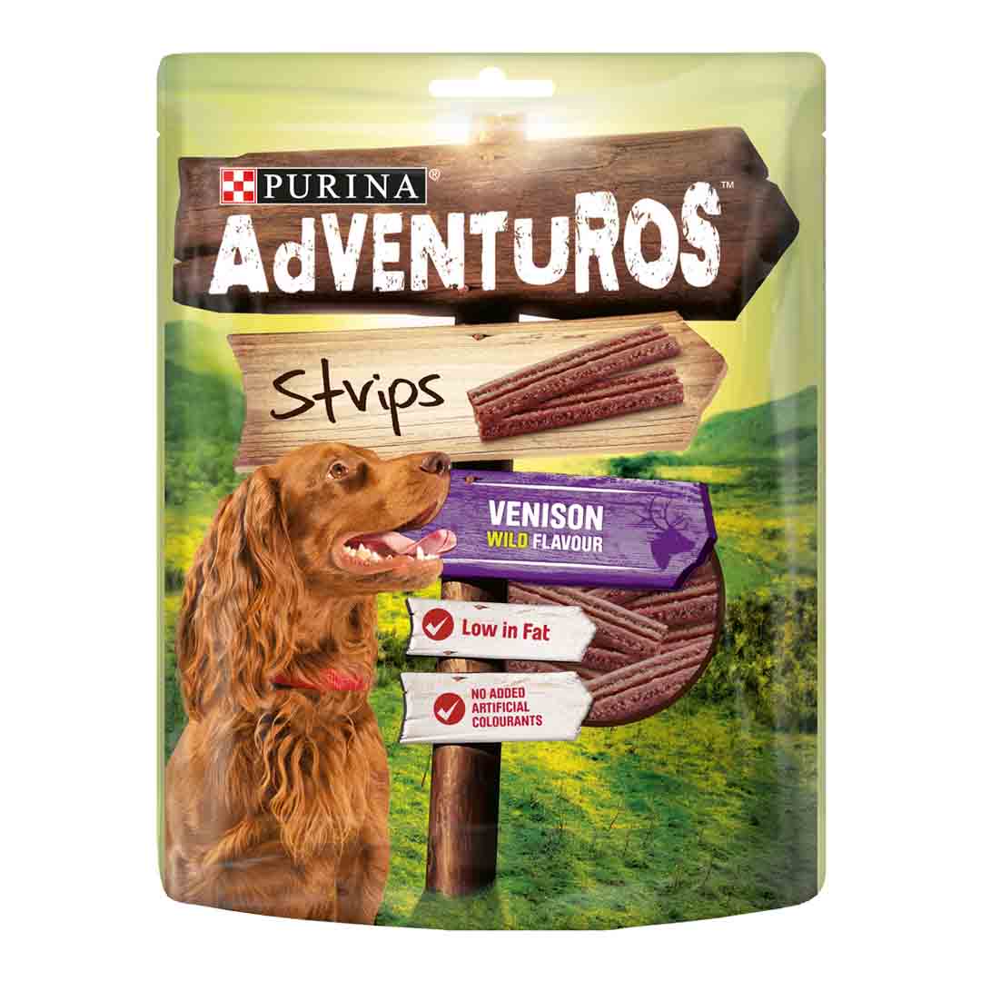 Adventuros Strips Venison Flavour Dog Treats 90g