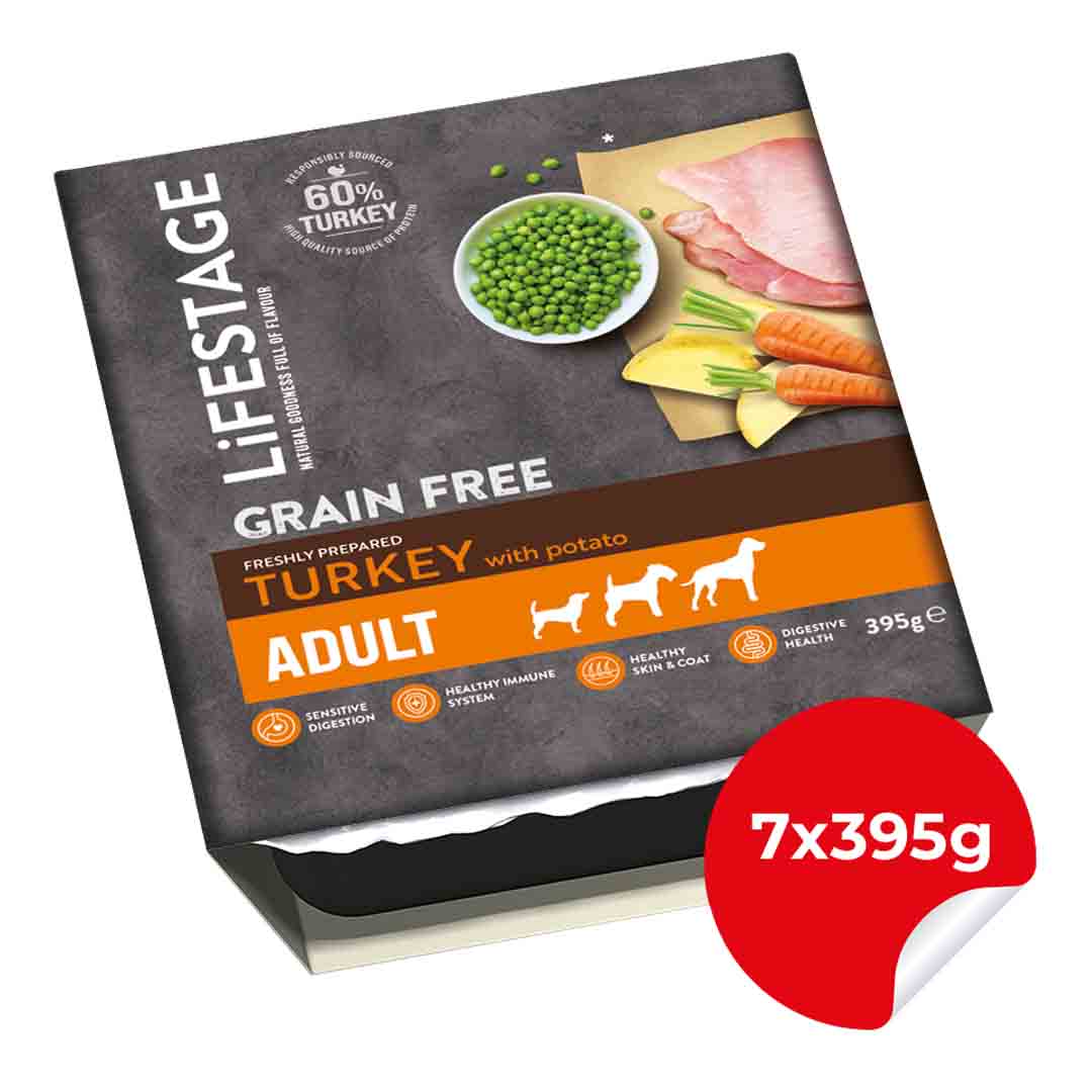 Lifestage Adult Dog Grain Free Turkey and Potato 7x395g