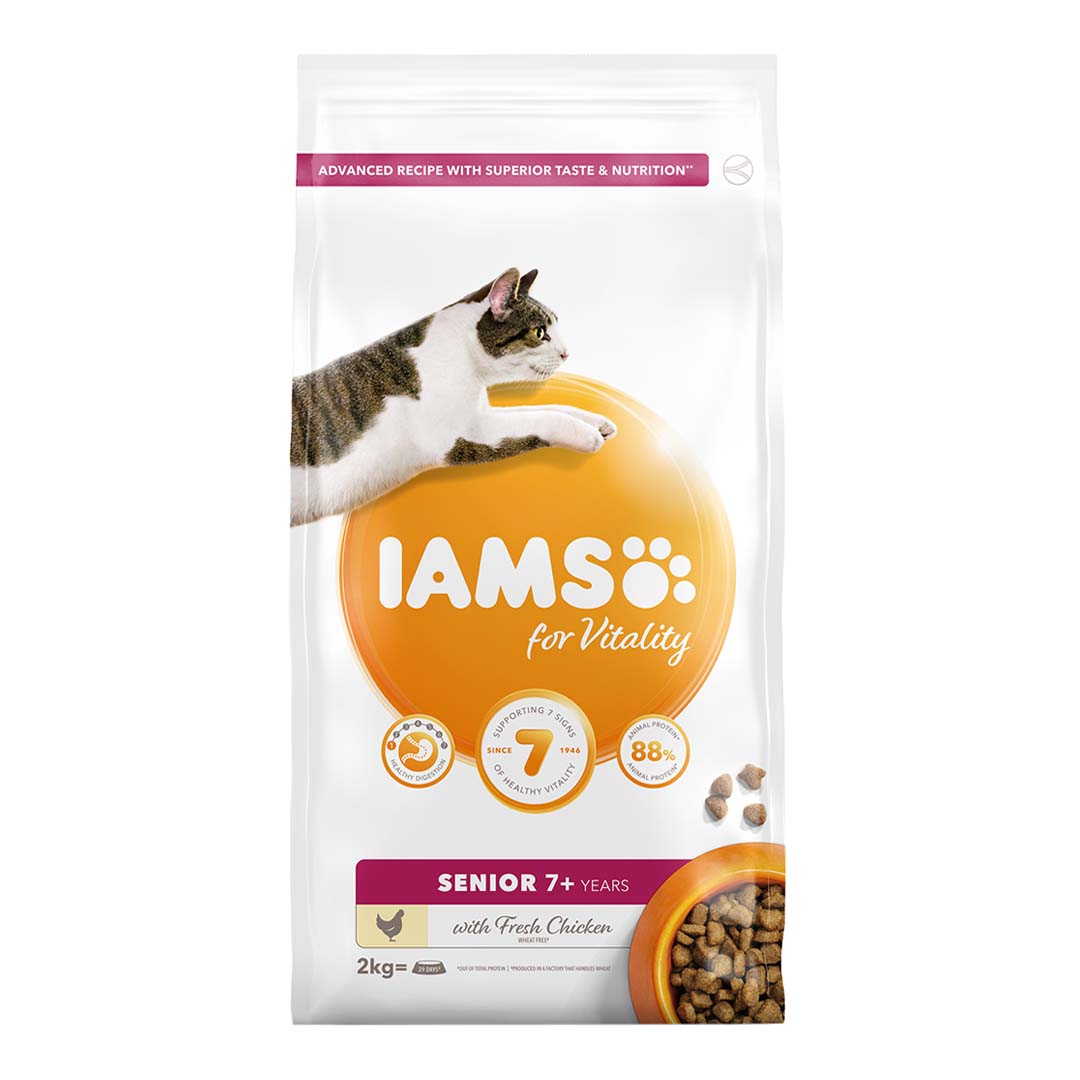 Iams Cat Food Senior Chicken 2kg